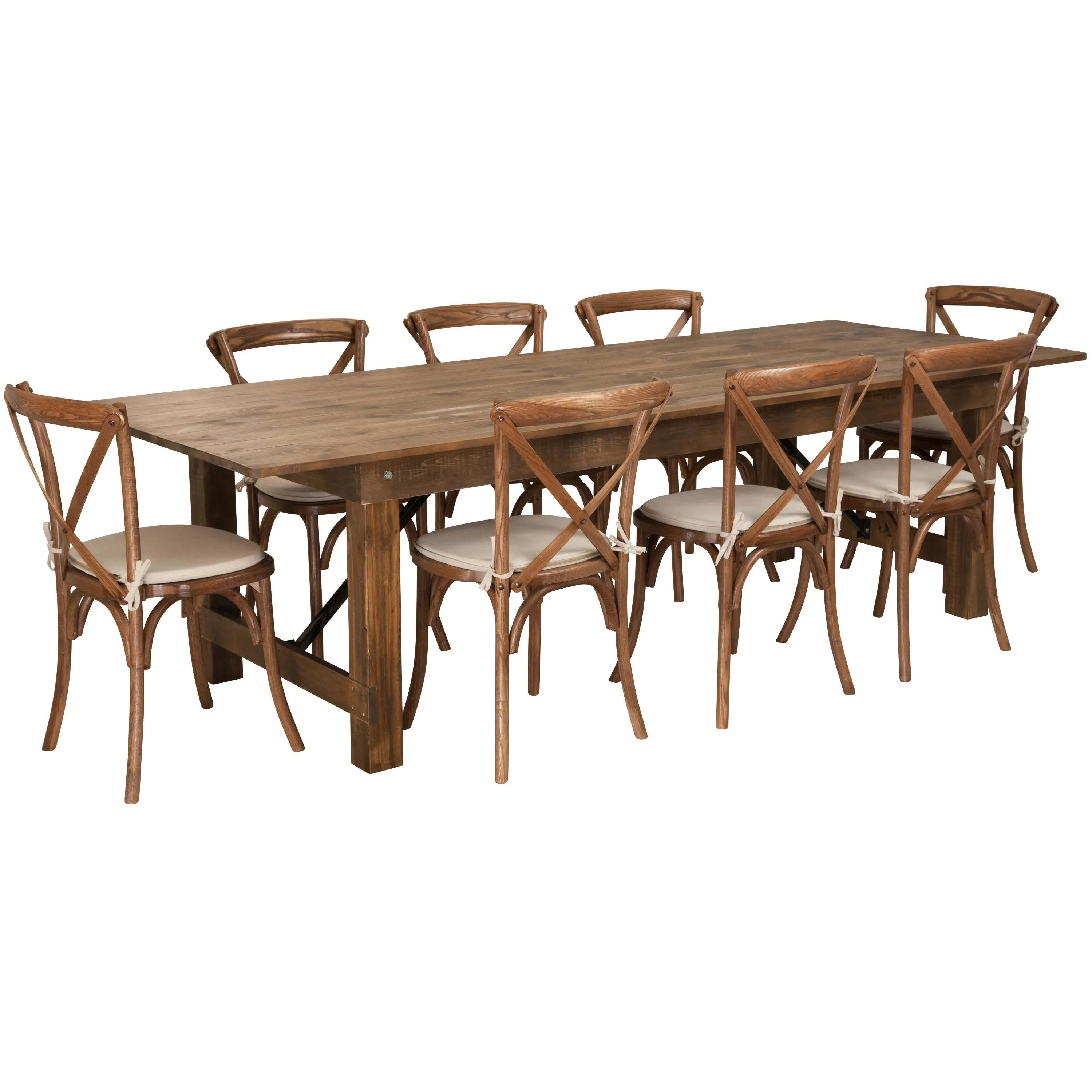 Farm Table with Cross Back Chairs