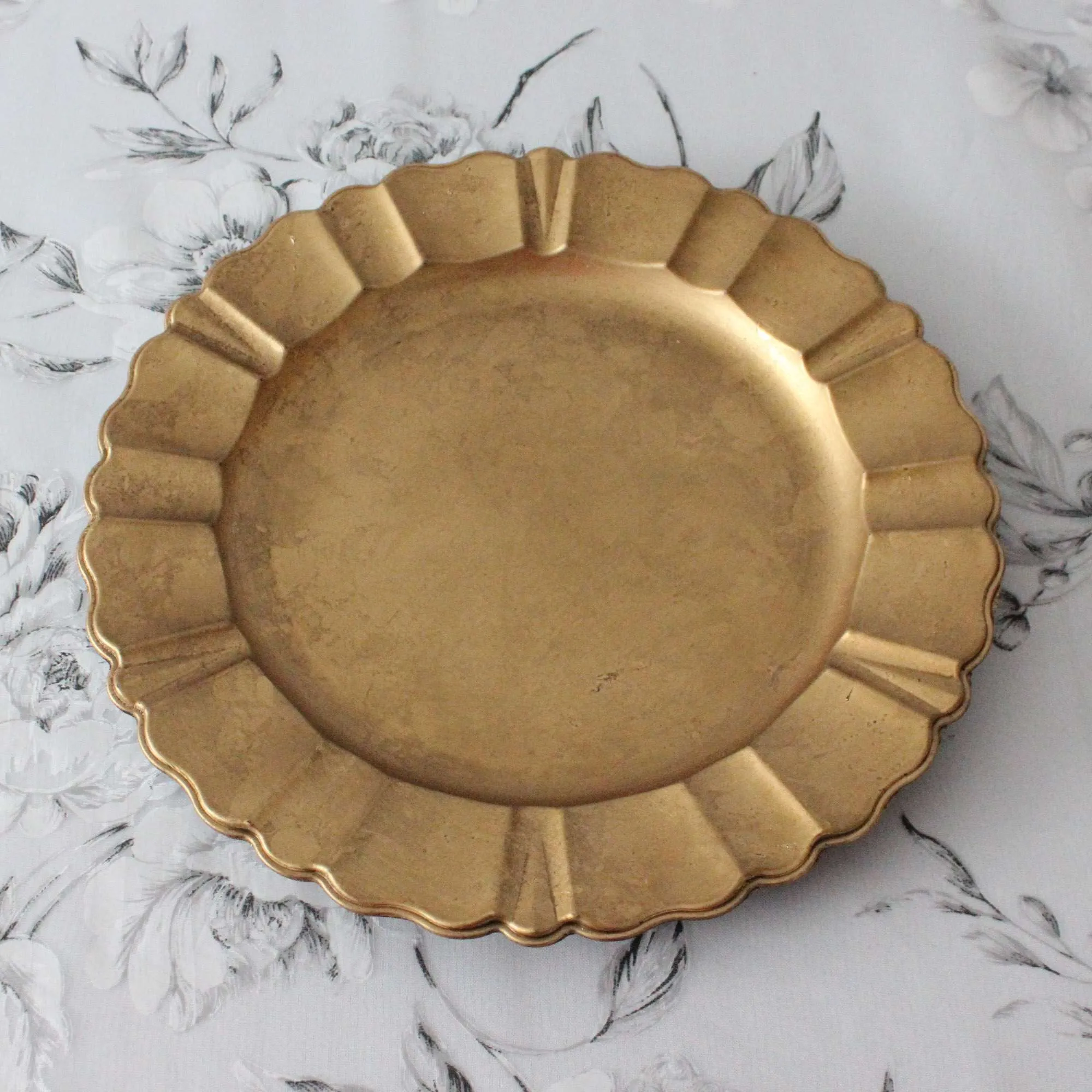 Antiqued Gold Scalloped Plate
