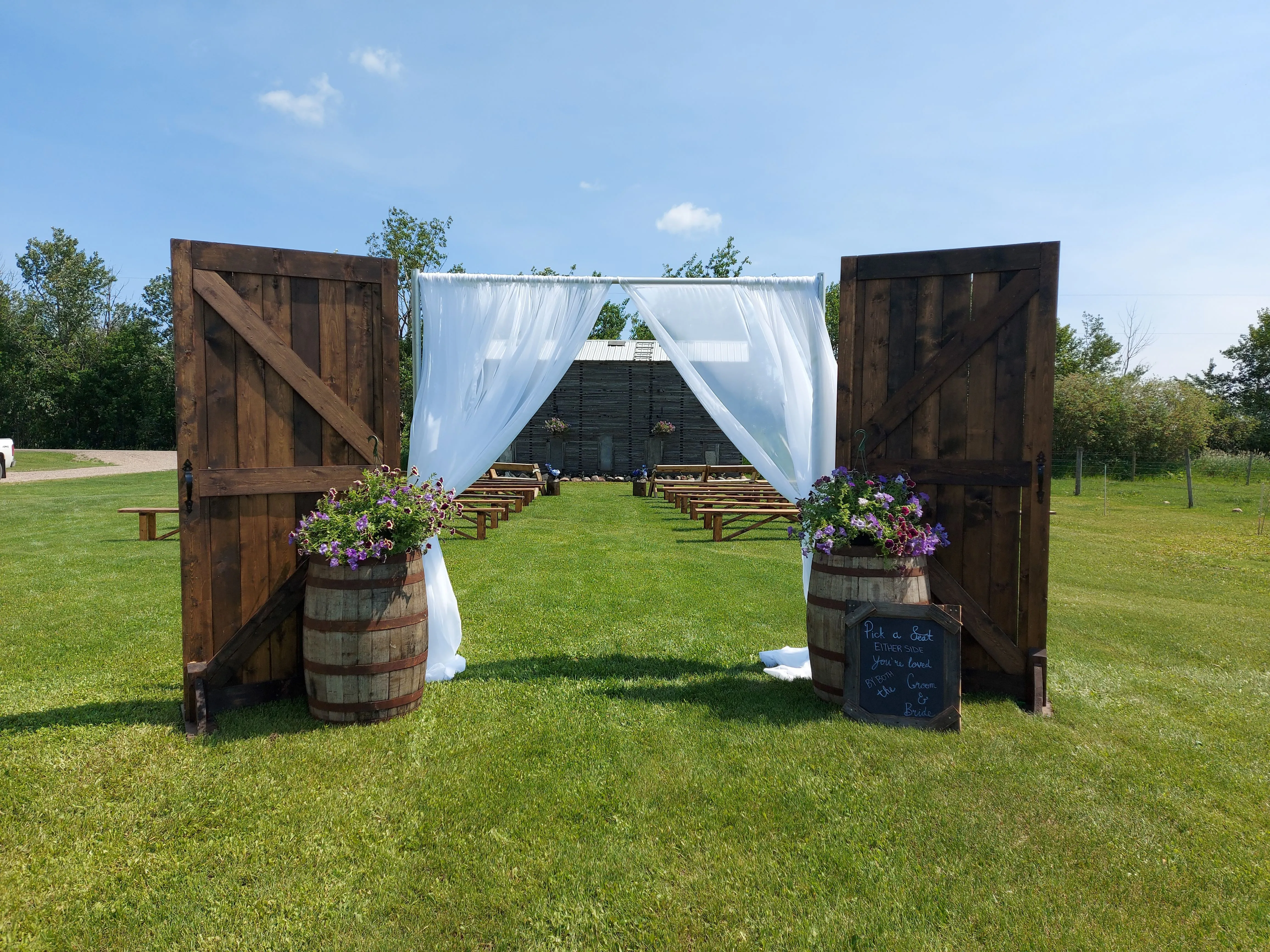 Barn Door Backdrop with Curtains