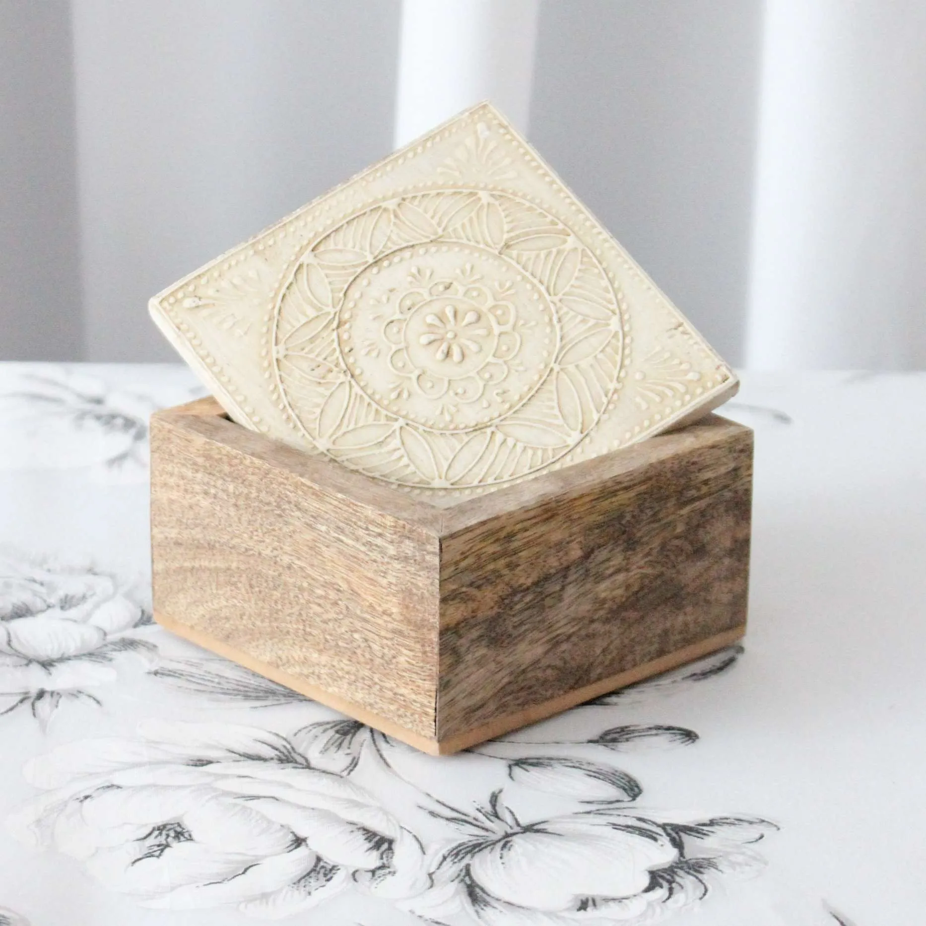 Ring Box - wood with Mandala
