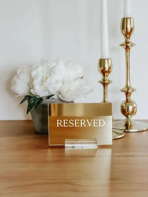 Gold Acrylic Reserved Table Sign