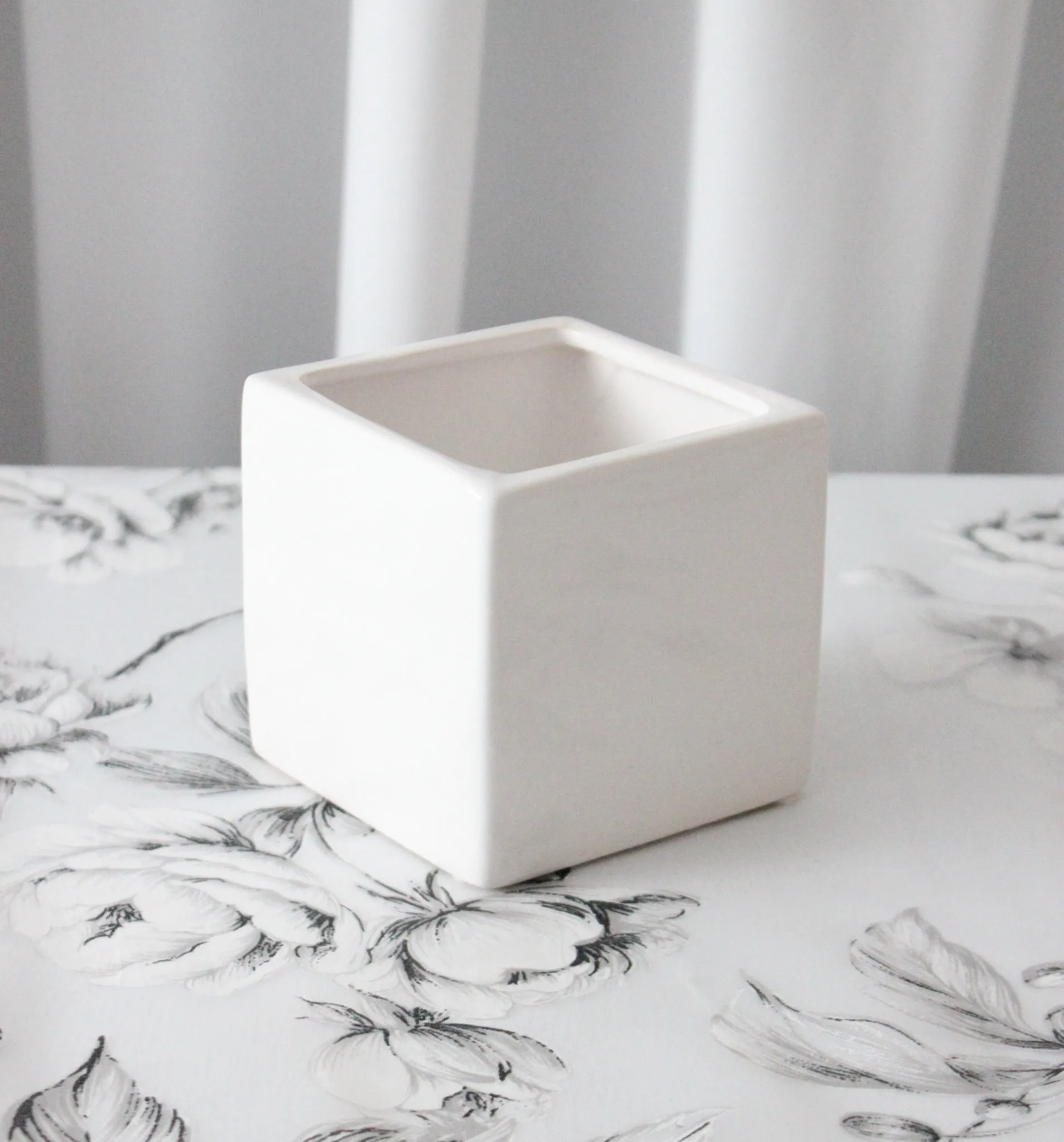 Container - White Ceramic Cube