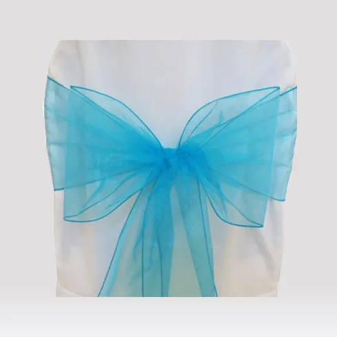 Teal blue organza chair sashes chair bow ties ribbon for wedding, engagement, birthday party, reception, ceremony  decoration