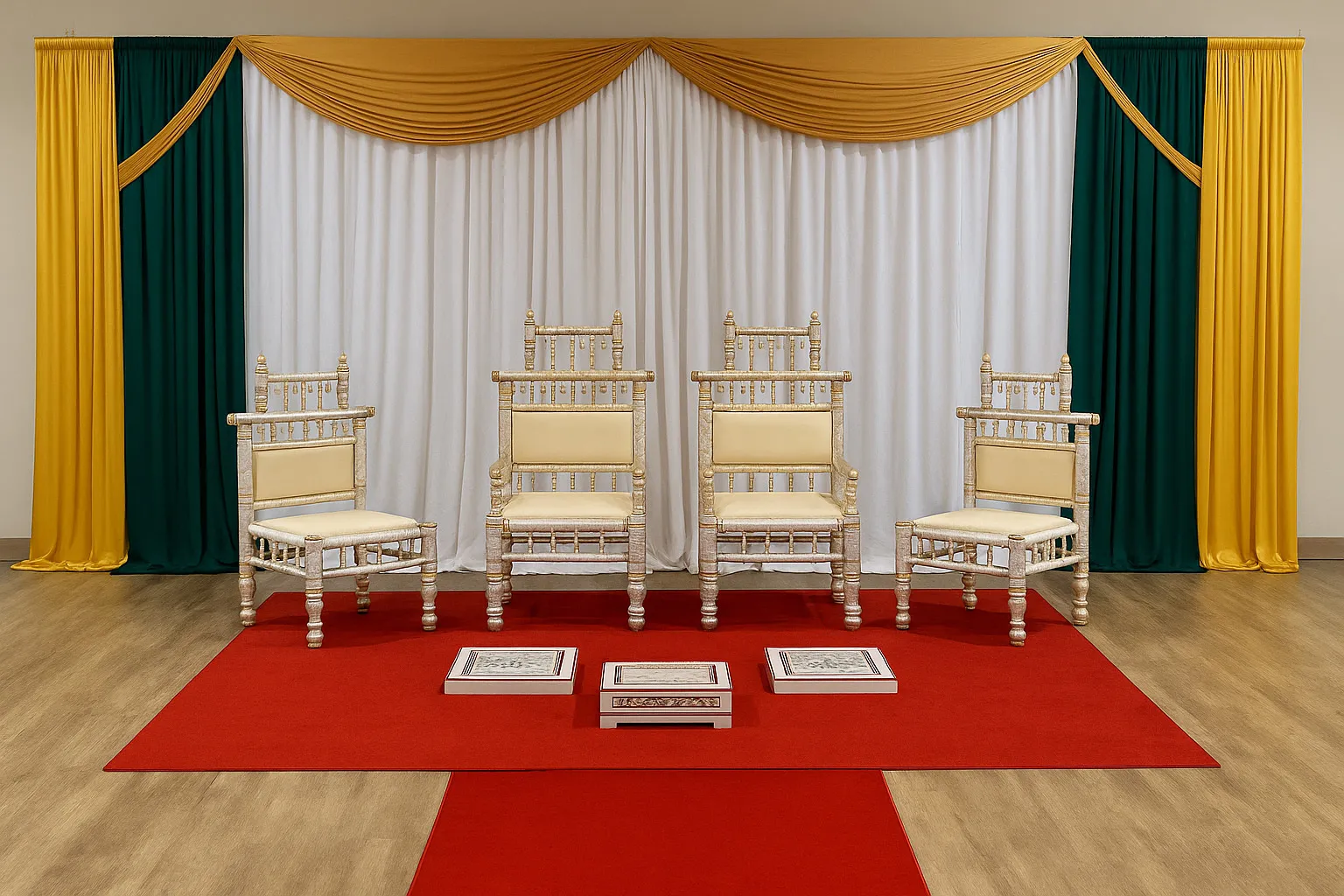 Phera Ceremony Setup with  Backdrop & Ceremoniall Furniture