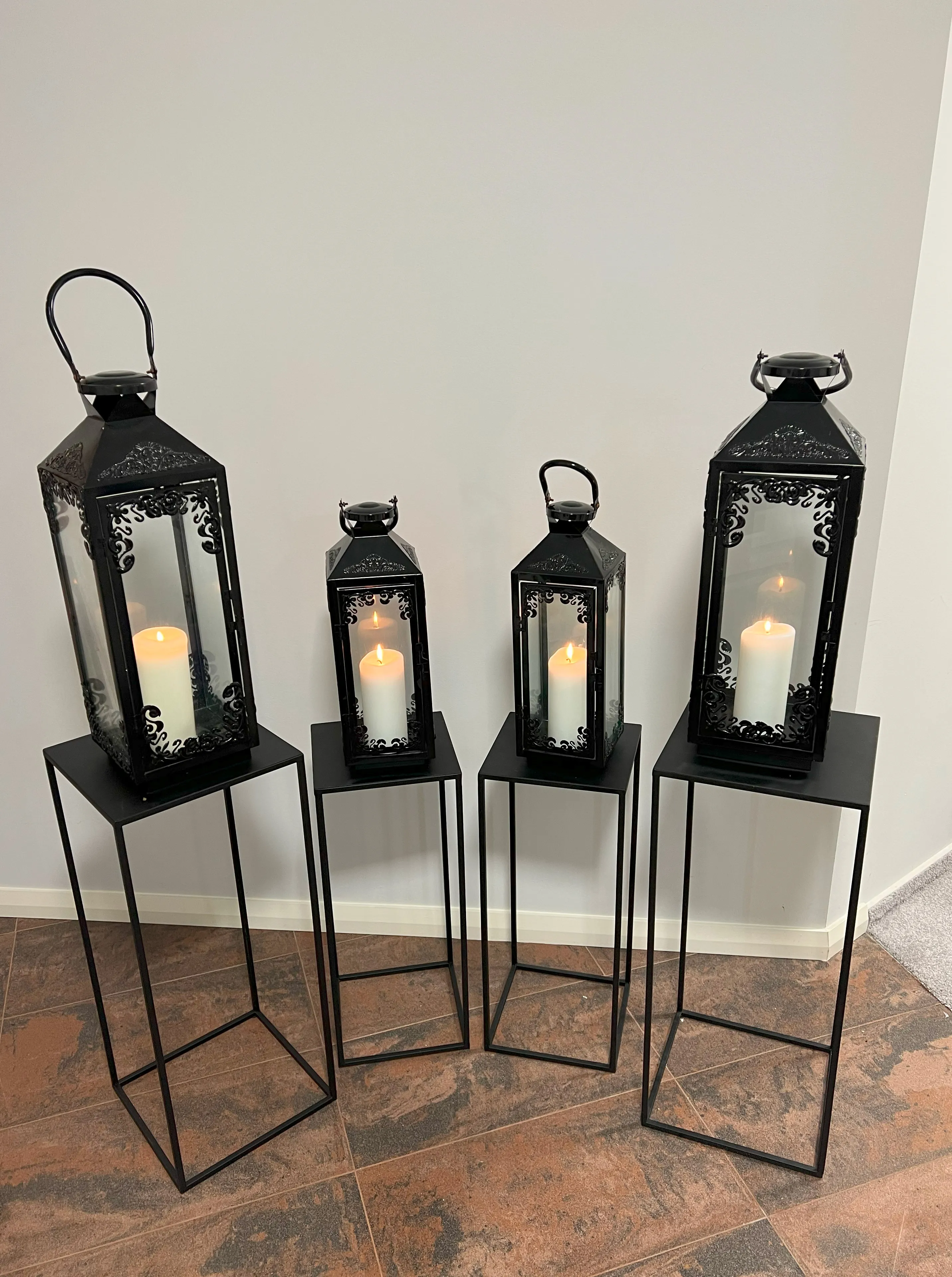 Lantern black ornate 50 cm