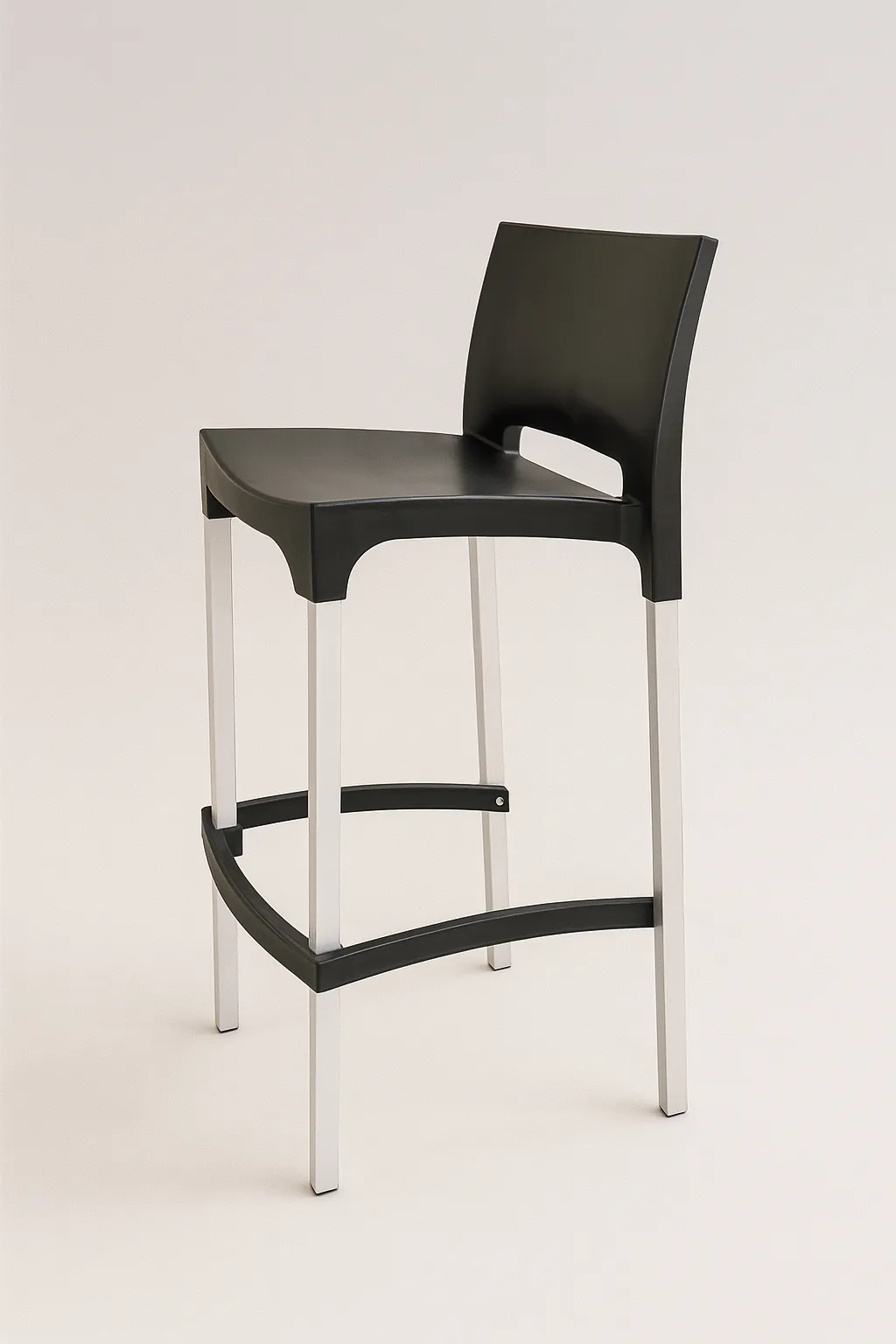 Modern Black Bar Stool with Backrest 