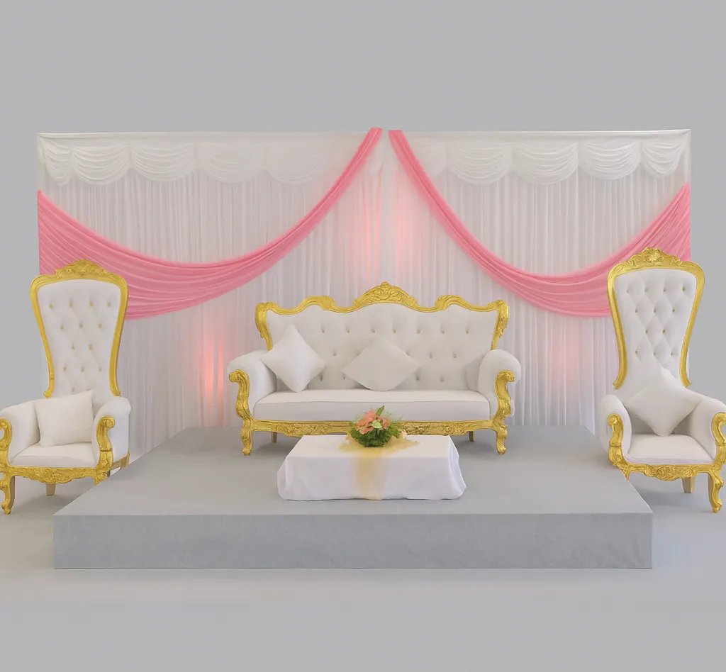 Velour Lounge Couch and Thrones Set