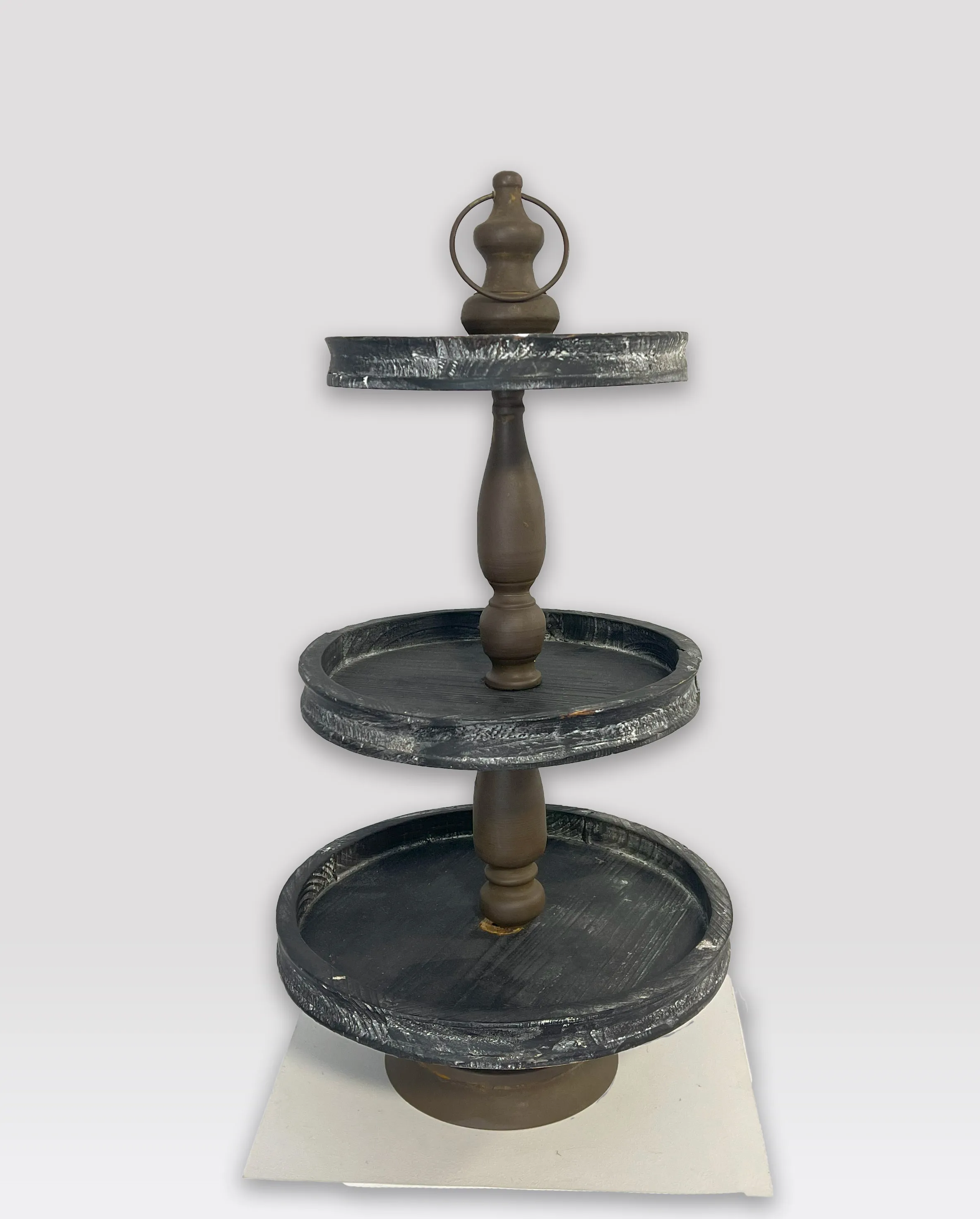 Wooden black 3 tier cake stand 