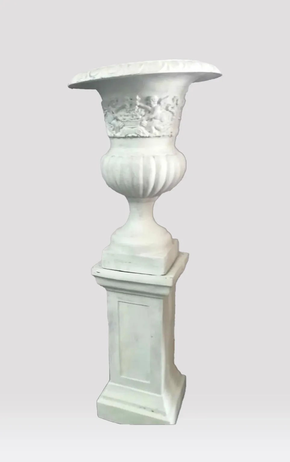 Classic large fiberglass plinth and urn
