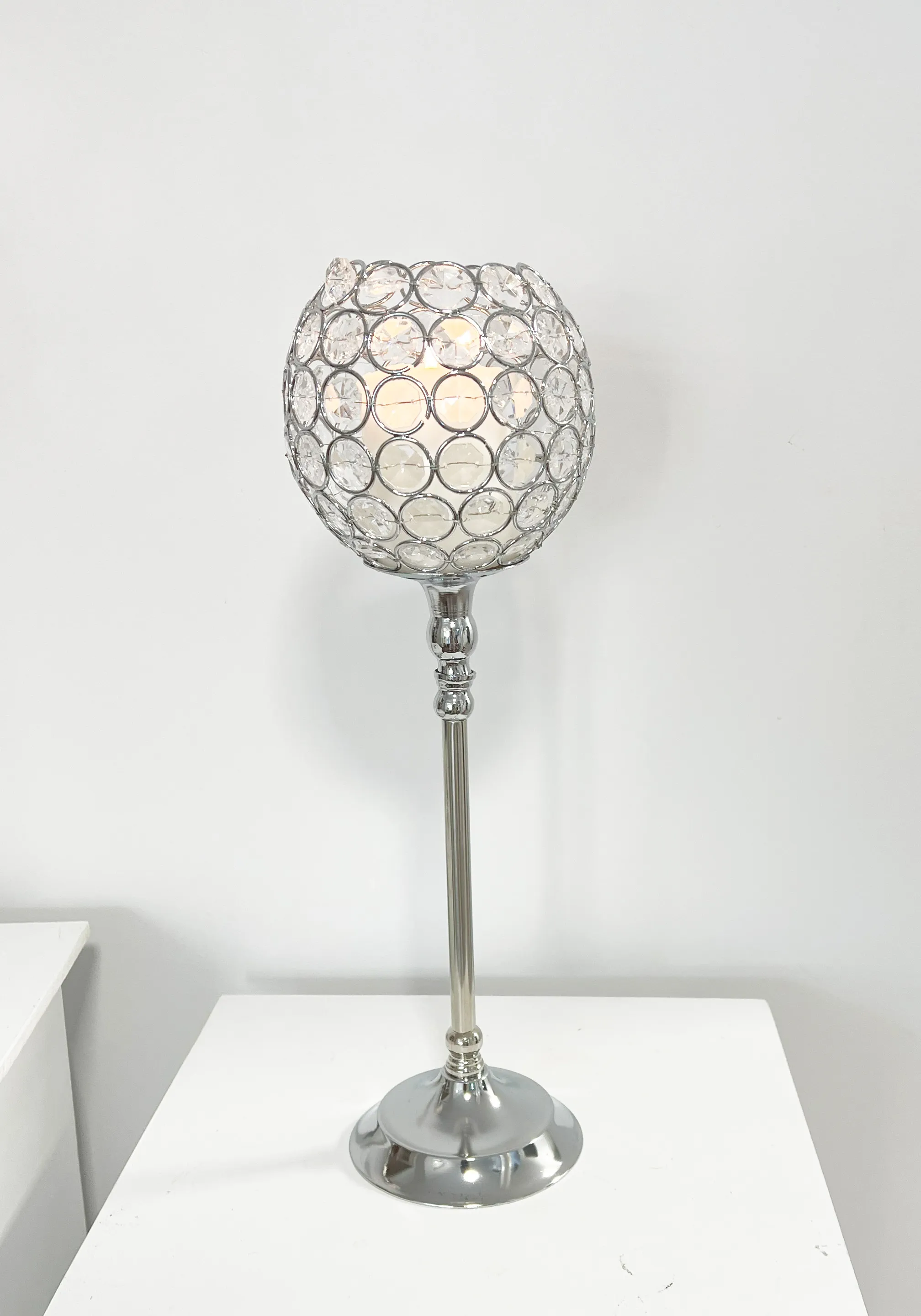 Large beaded goblet candelabra 45 cm