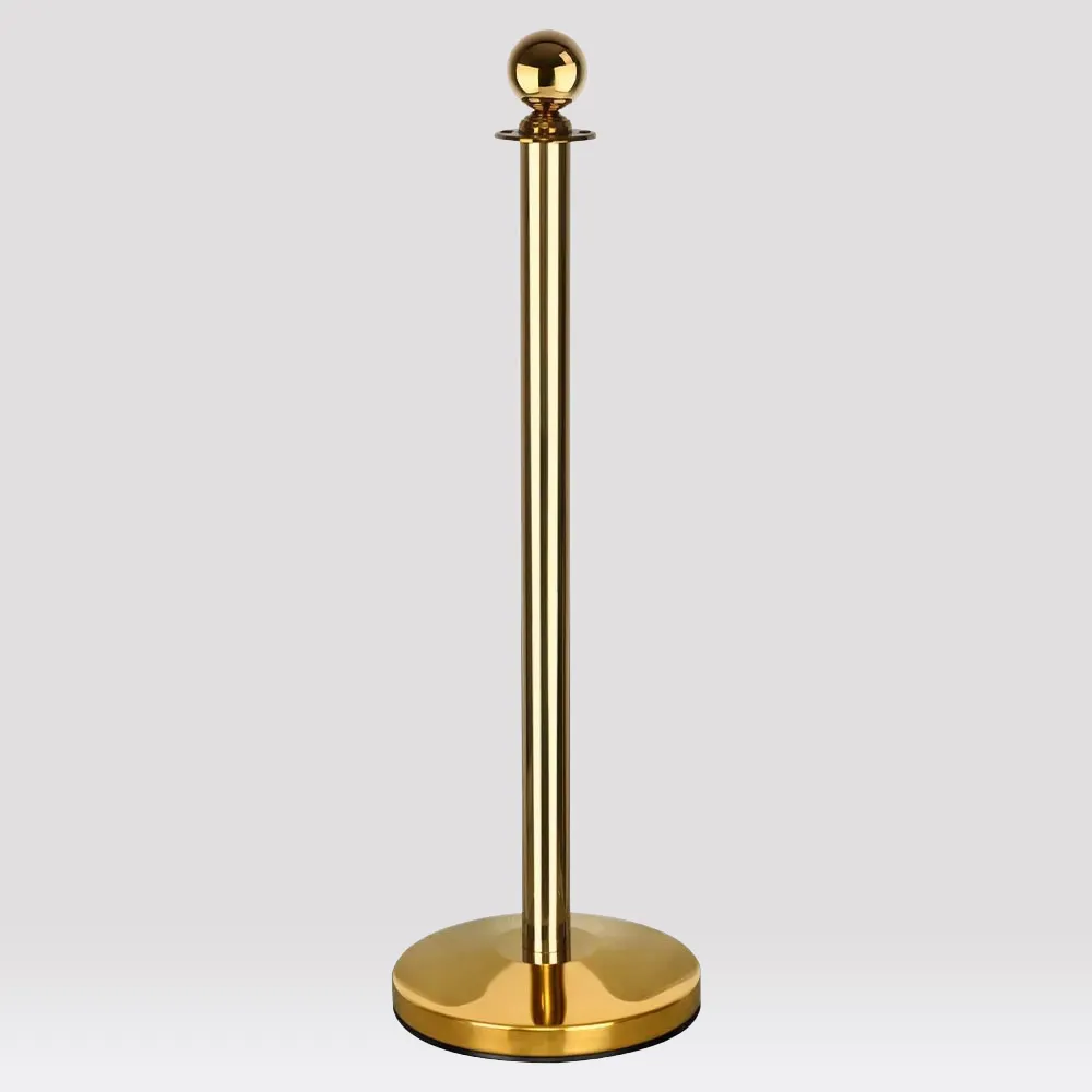 Gold barrier stanchion bollard with ropes