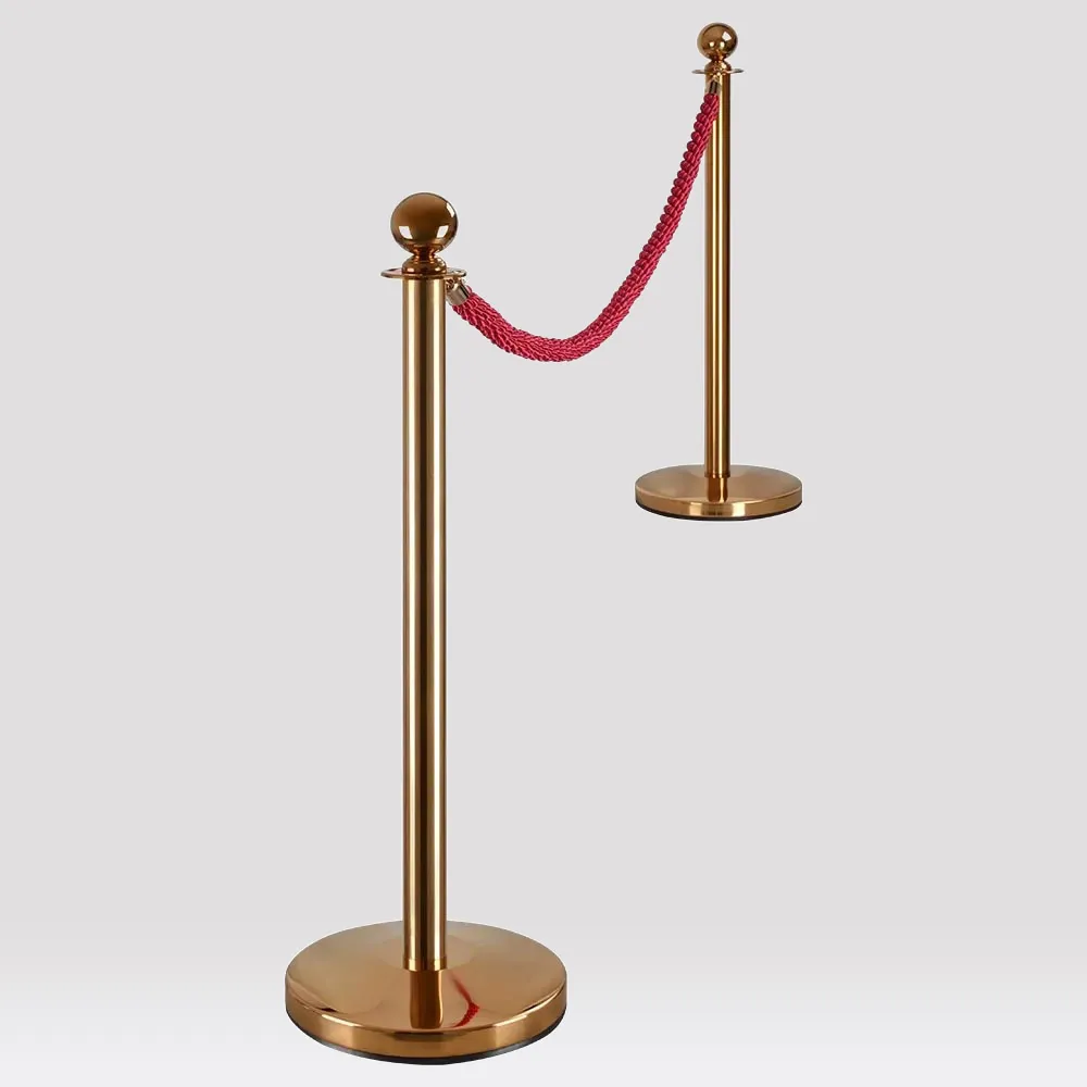 Red and gold  barrier stanchion bollard with red ropes set 