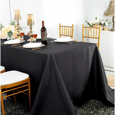 Black rectangle tablecloth 275 cm by 137 cm for wedding and events