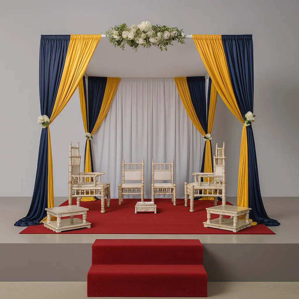 Gold and Colored Fabric Mandap