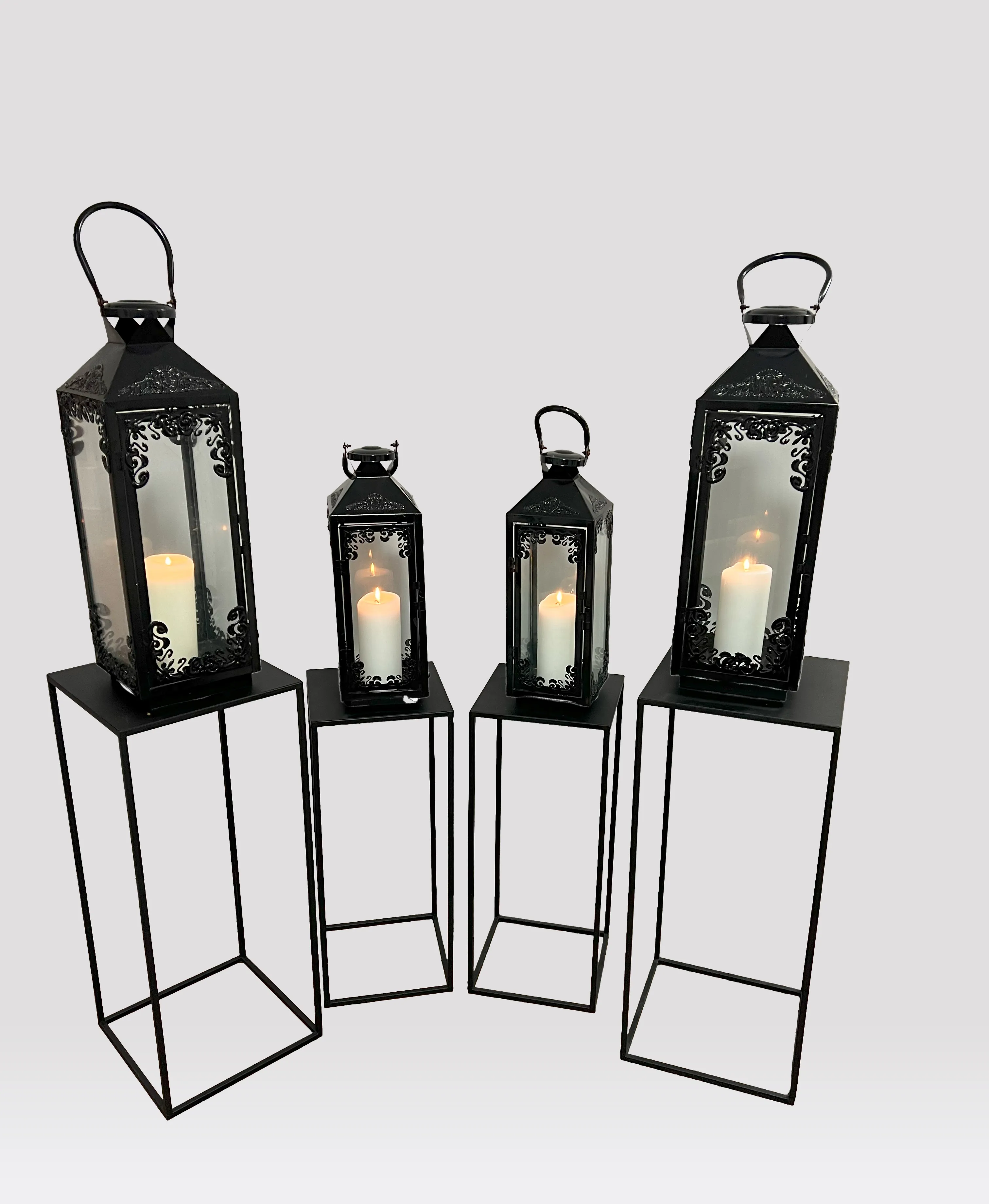 Lantern black ornate 60 cm