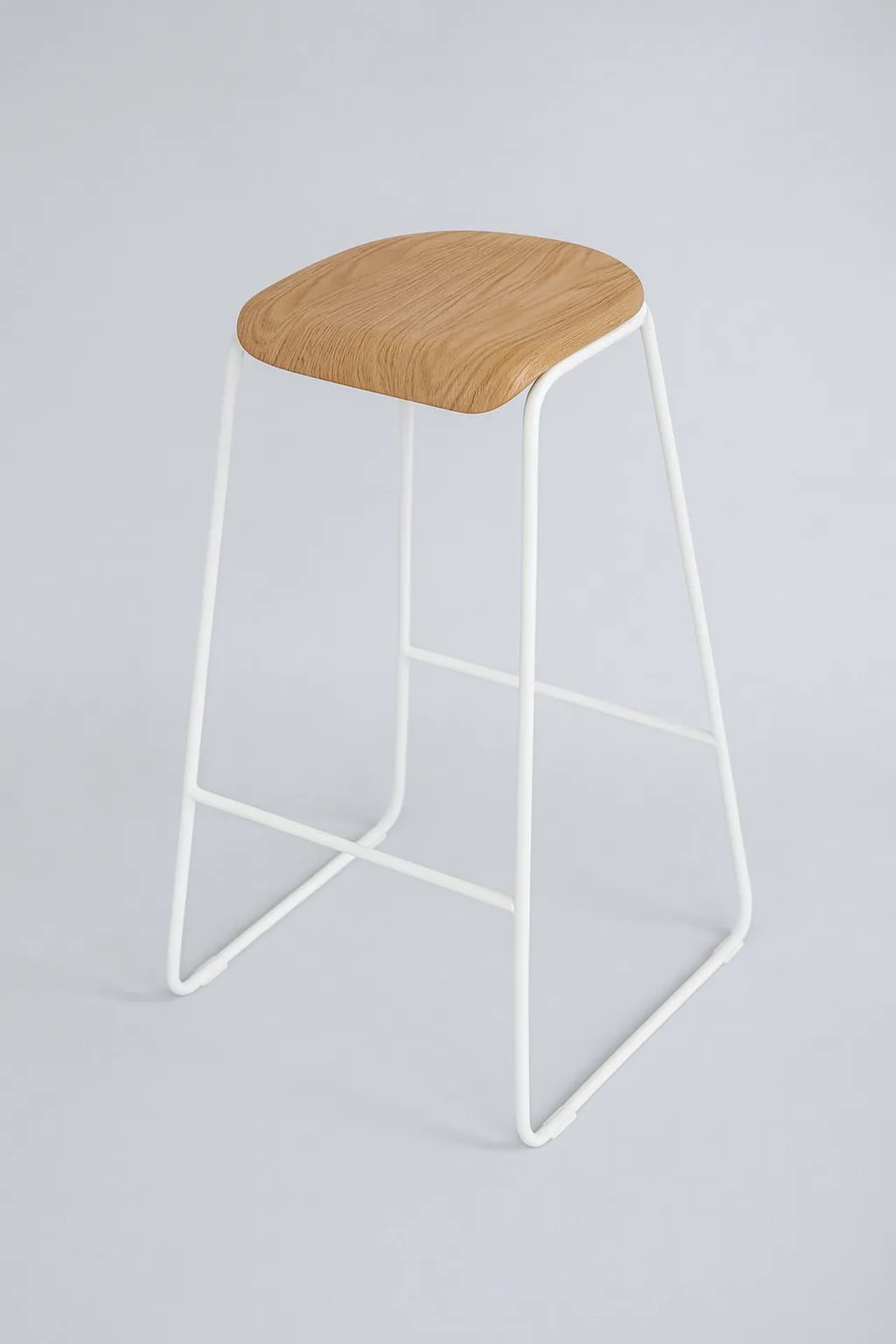 White Bar Stool - Round Wooden Top