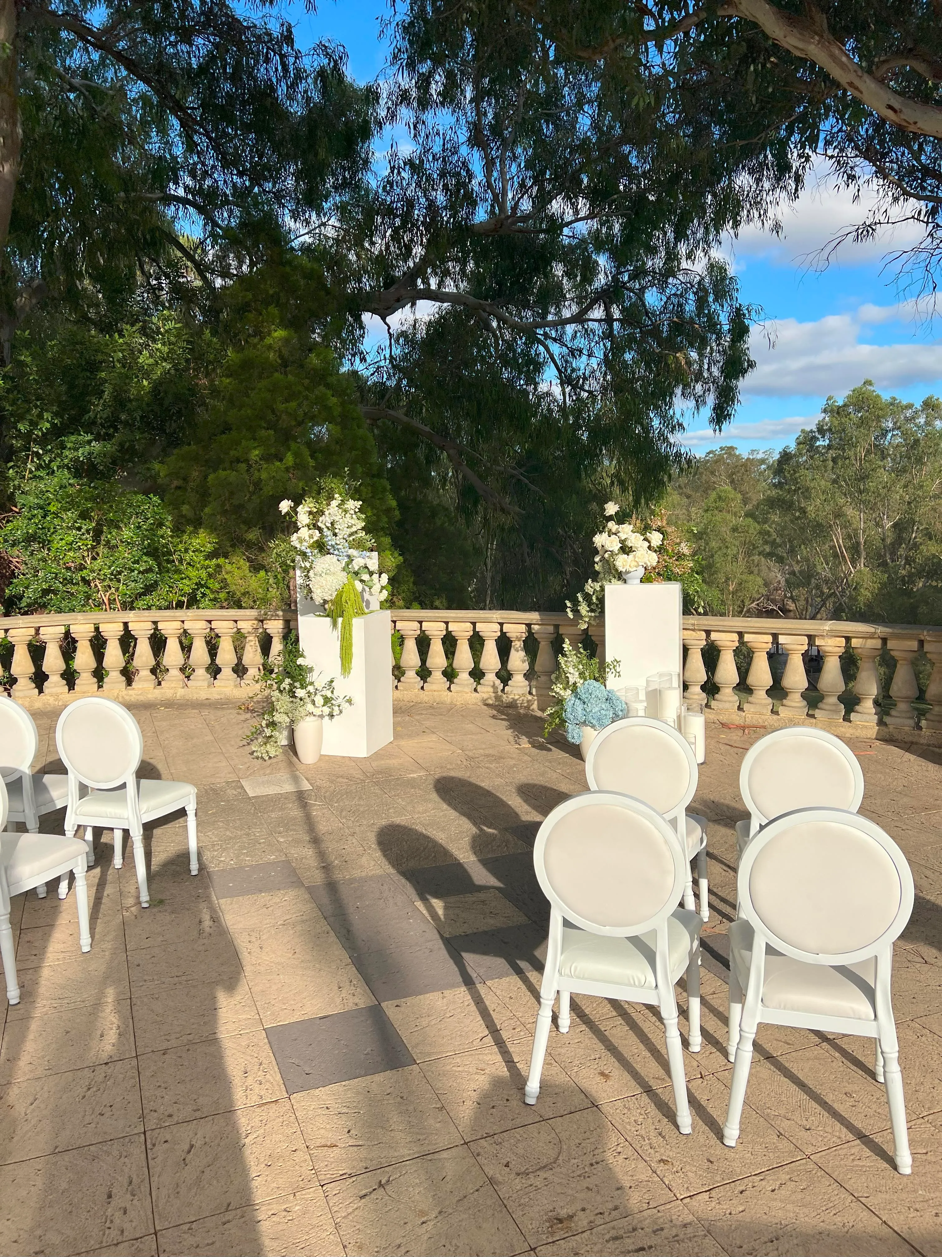 Wedding arbour set of plinths and flowers