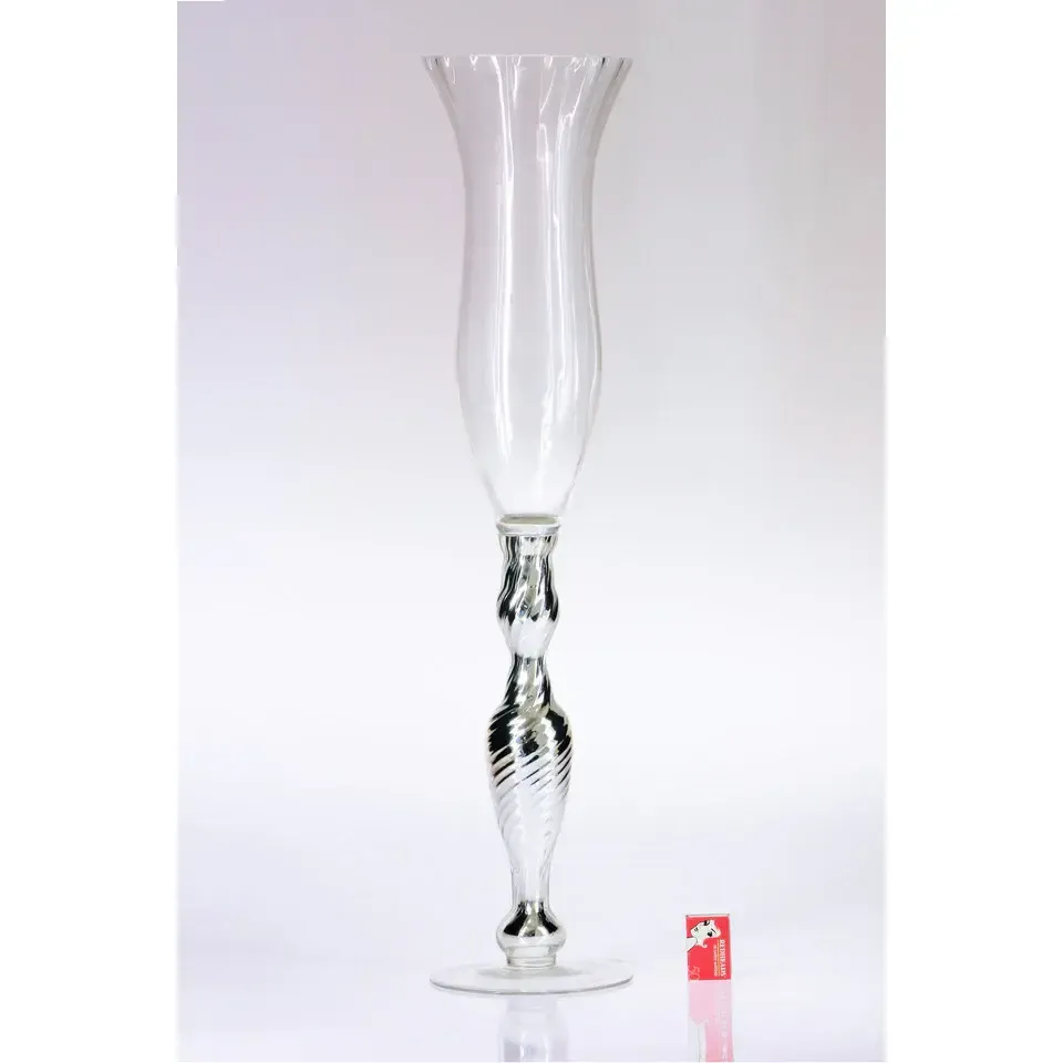 Tall Silver Base Glass Vase 77 cm 