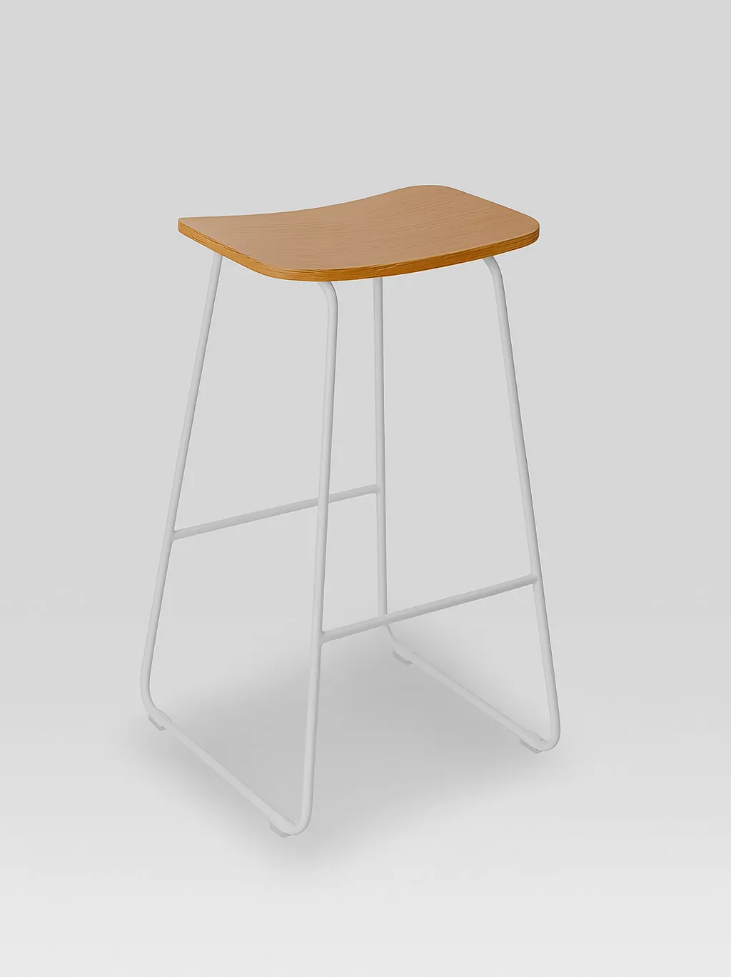 White Bar Stool - Wooden Top