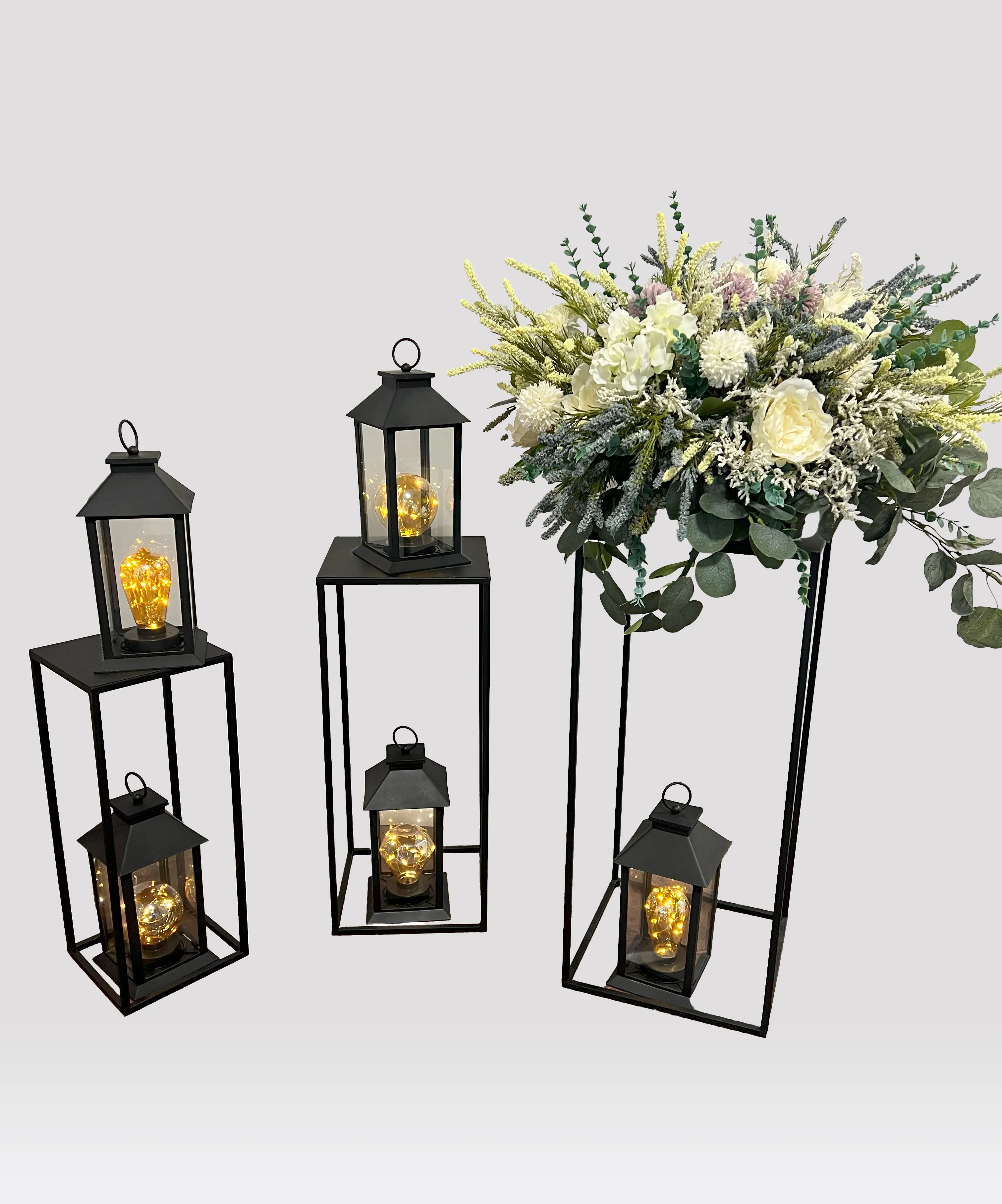 Lantern black batery operated 40 cm