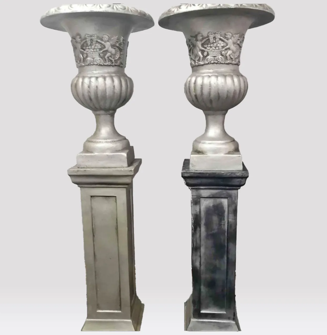 Classic extra large fiberglass plinth and urn