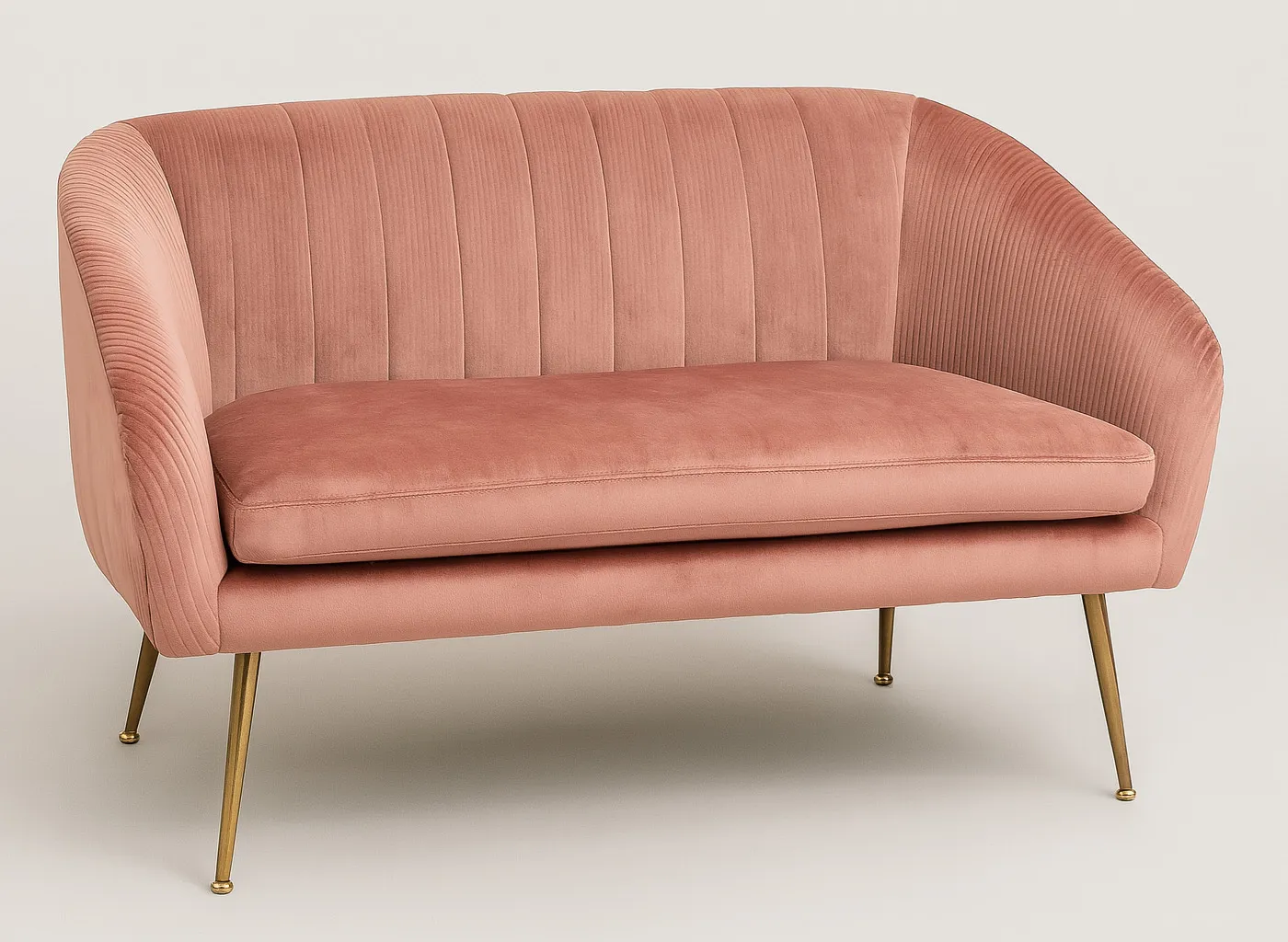 Dusty Pink Velvet Double Seater Sofa