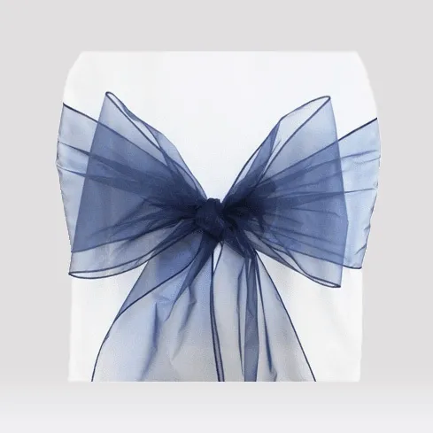Navy blue organza chair sashes chair bow ties ribbon for wedding, engagement, birthday party, reception, ceremony  decoration