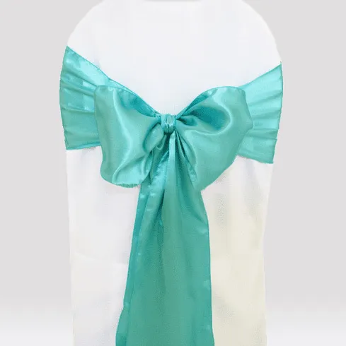 Aqua satin chair sashes chair bow ties ribbon for wedding, engagement, birthday party, reception, ceremony  decoration 