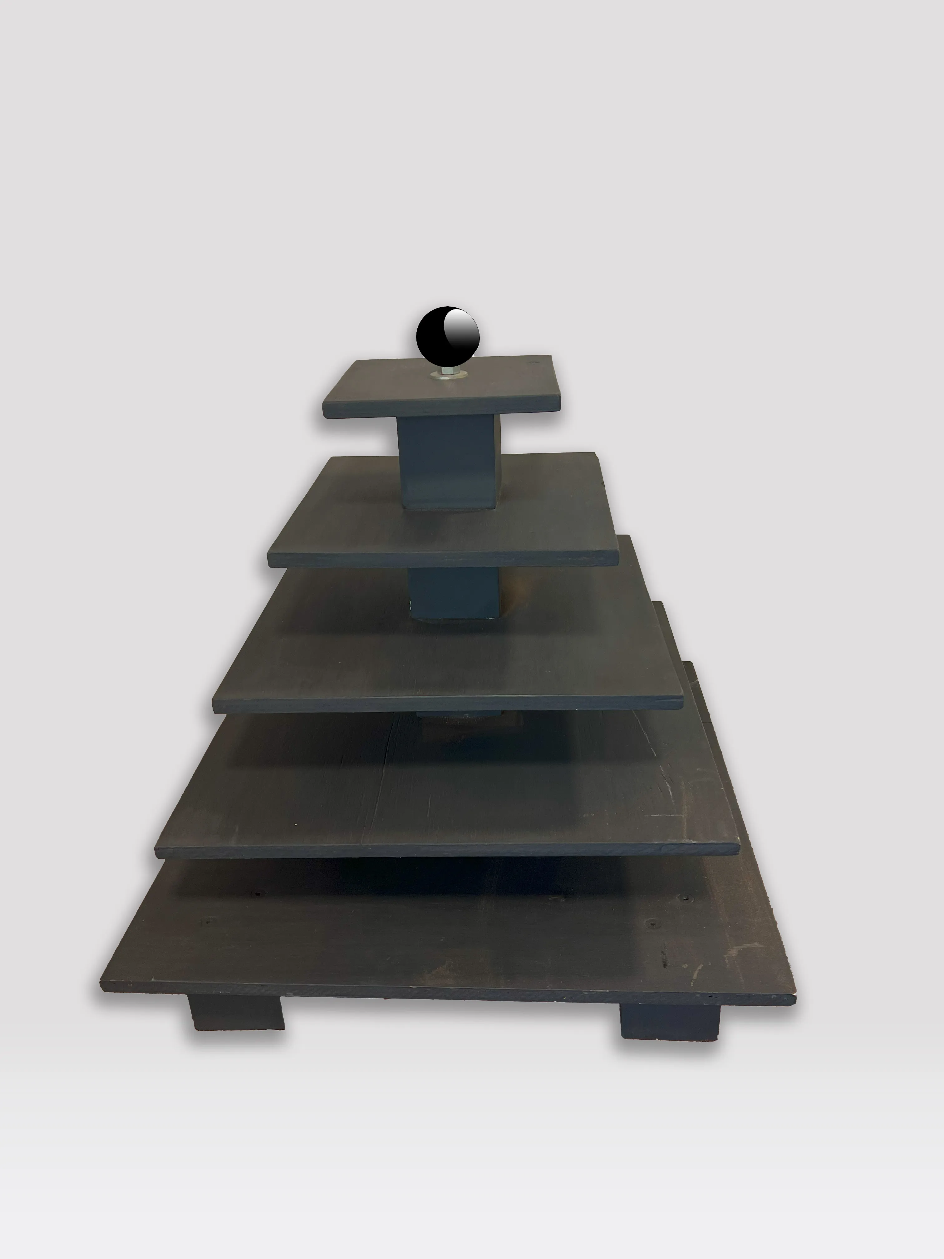 Black rectangle wooden cake muffin cupcake food 5 tier stand for hire and rental