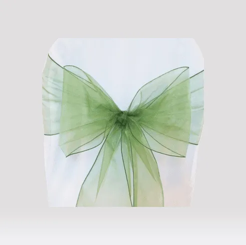 Green organza chair sashes chair bow ties ribbon for wedding, engagement, birthday party, reception, ceremony  decoration