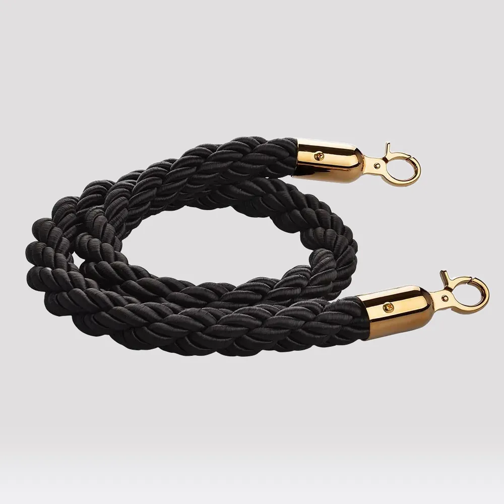 Black twisted rope for barrier stanchion bollard