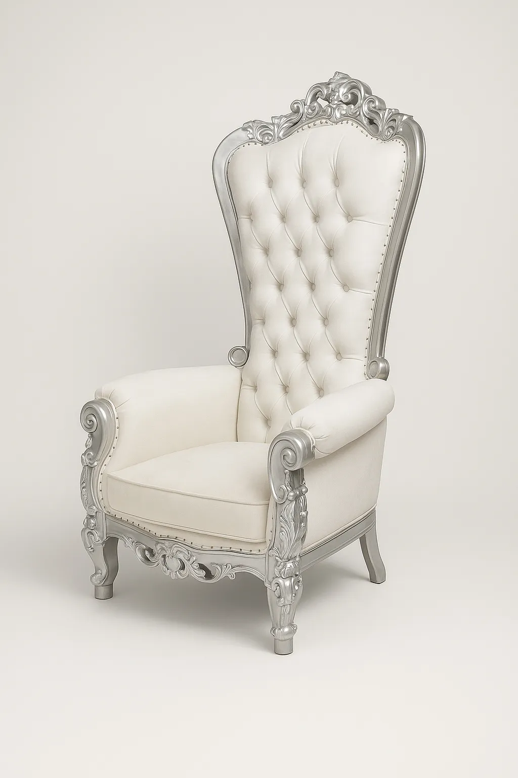 White and Silver Throne Chair