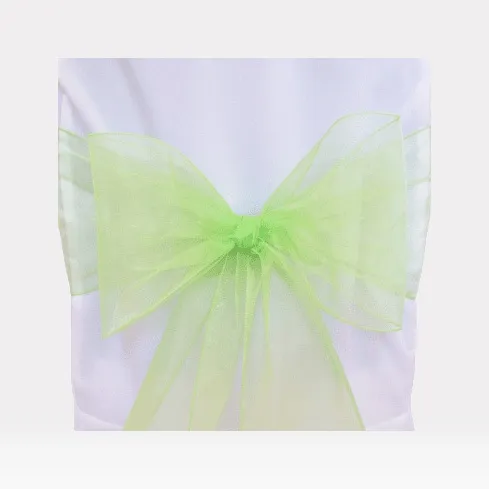 Lime green organza chair sashes chair bow ties ribbon for wedding, engagement, birthday party, reception, ceremony  decoration