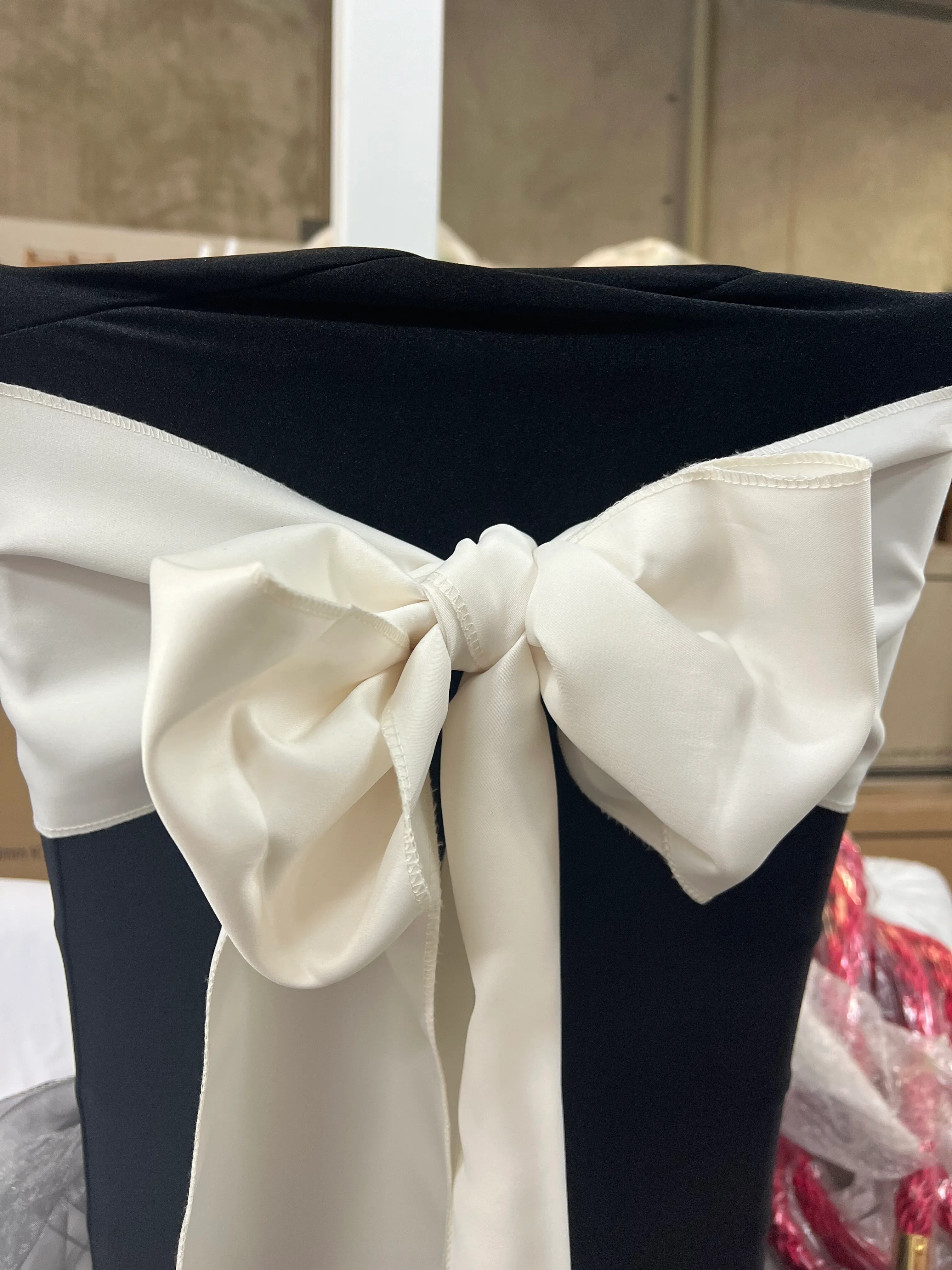 White satin chair sashes chair bow ties ribbon for wedding, engagement, birthday party, reception, ceremony decoration