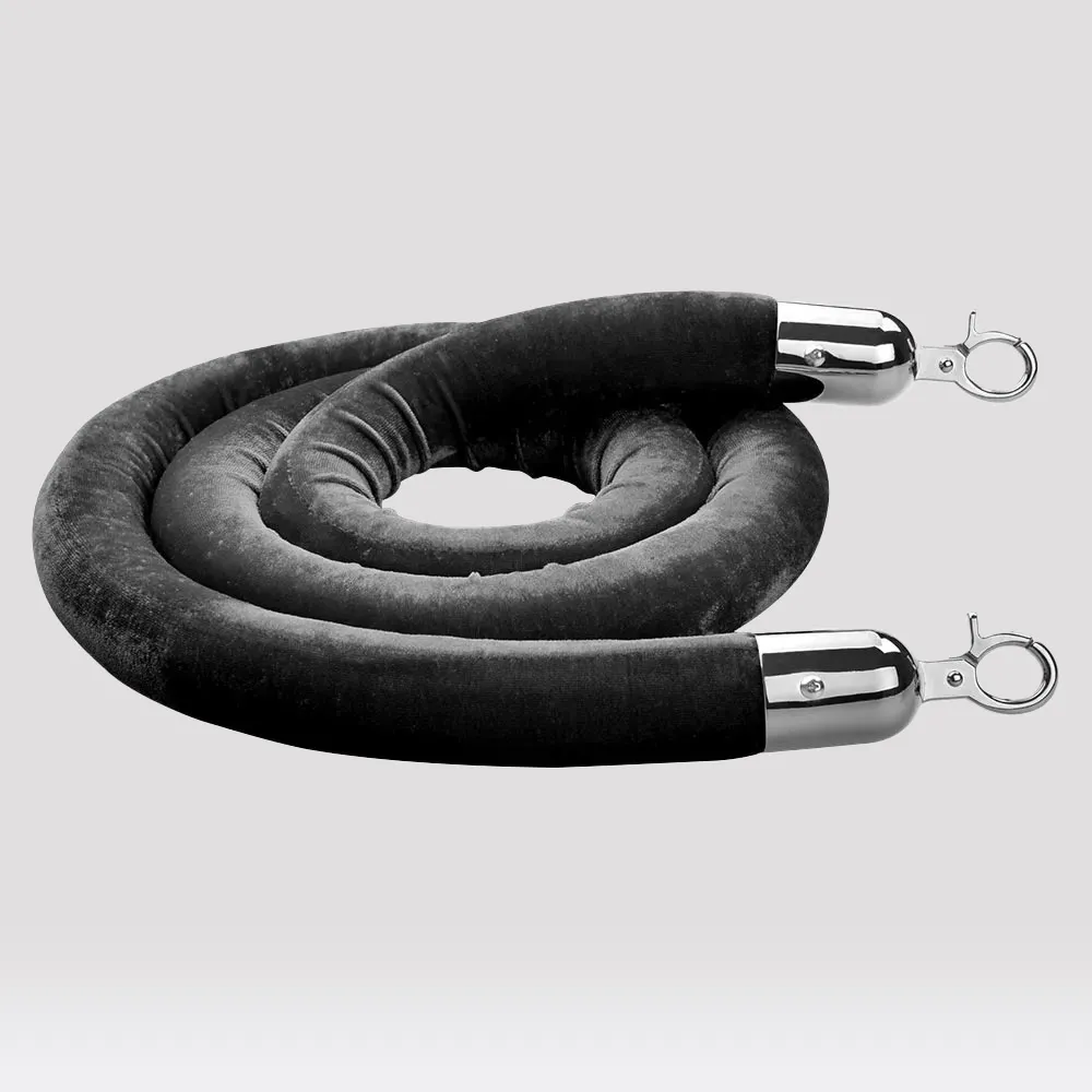 Black velvet rope for barrier stanchion bollard 