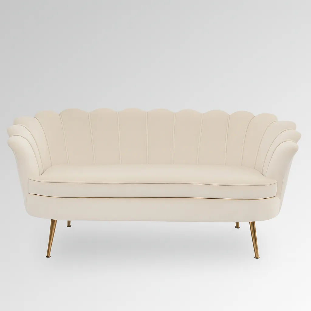 Beige Velvet 2-Seater Sofa