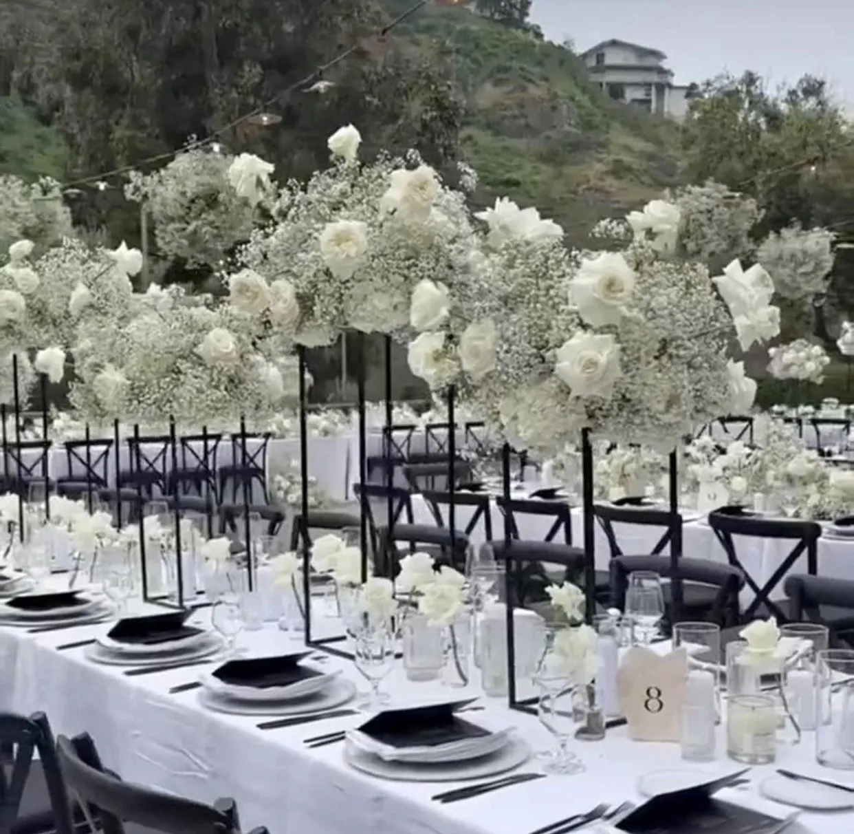 Black metal flower/centerpiece stand plinth 50 cm