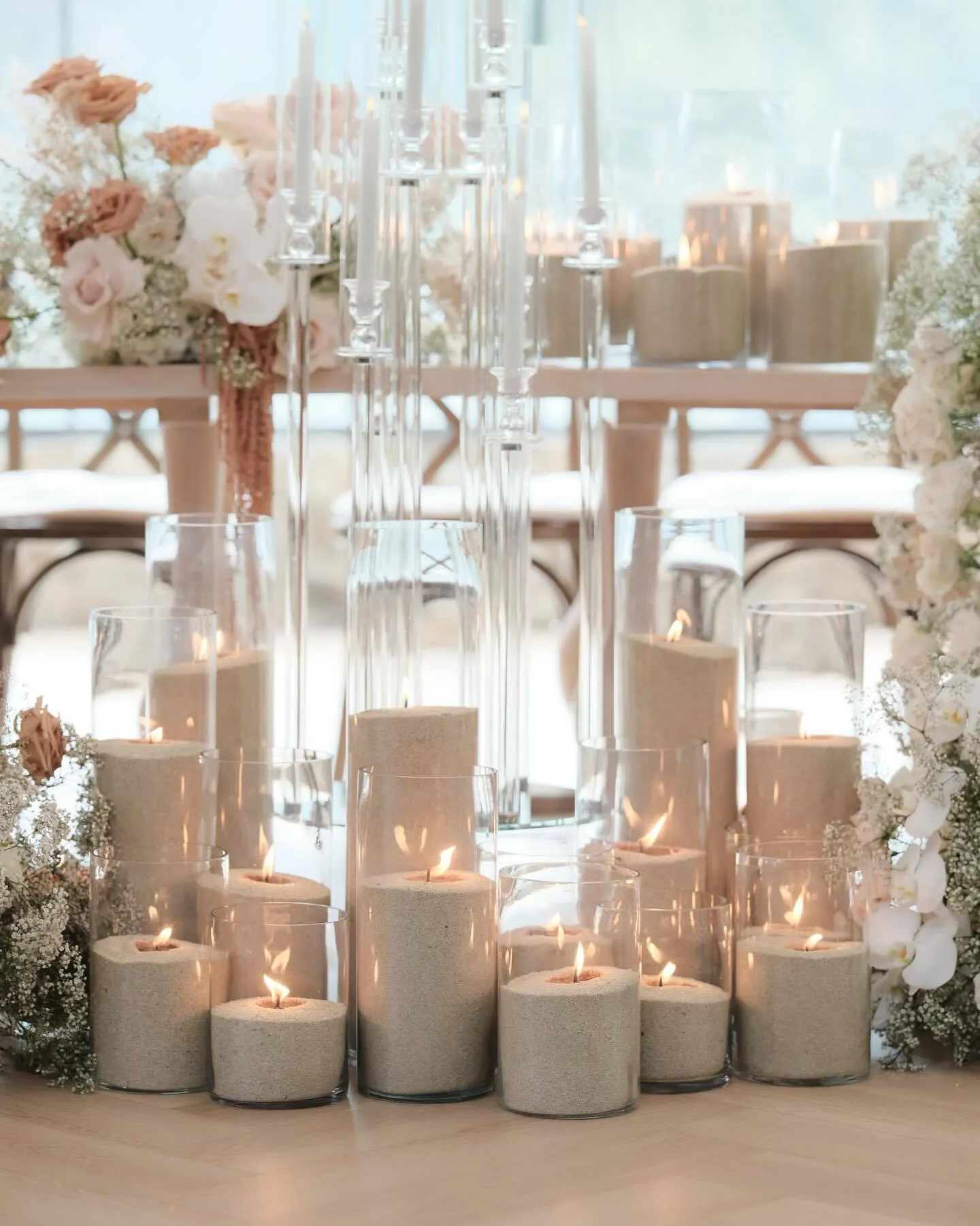 Floor hurricane cylinder vase candle sand powder Package 40 off candles