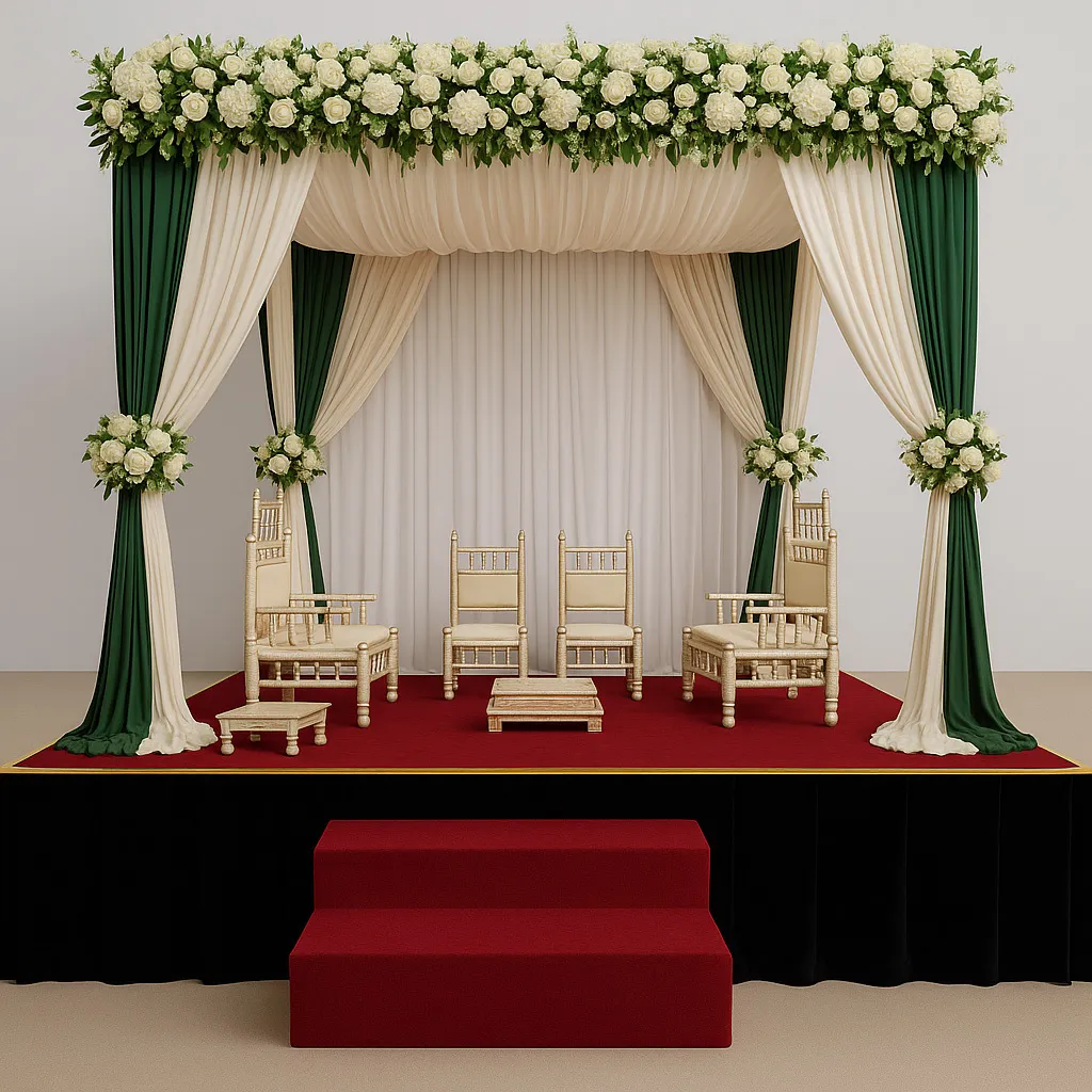 Fabric Floral Mandap with Phera Ceremony Setup