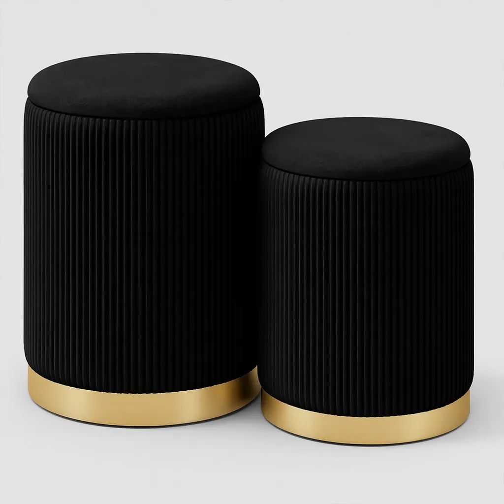 Black Velvet Chairs with Gold Trim