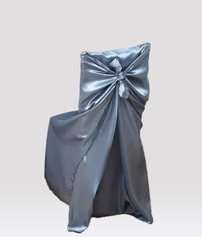 Dusty Blue satin chair fitted cover for weddings, receptions, parties