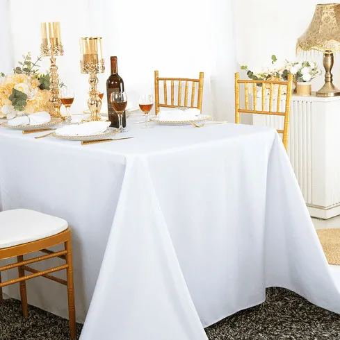 White rectangle tablecloth 320 cm by 150 cm for wedding and events