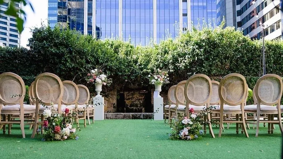 Wedding arbour set of urns and plinths