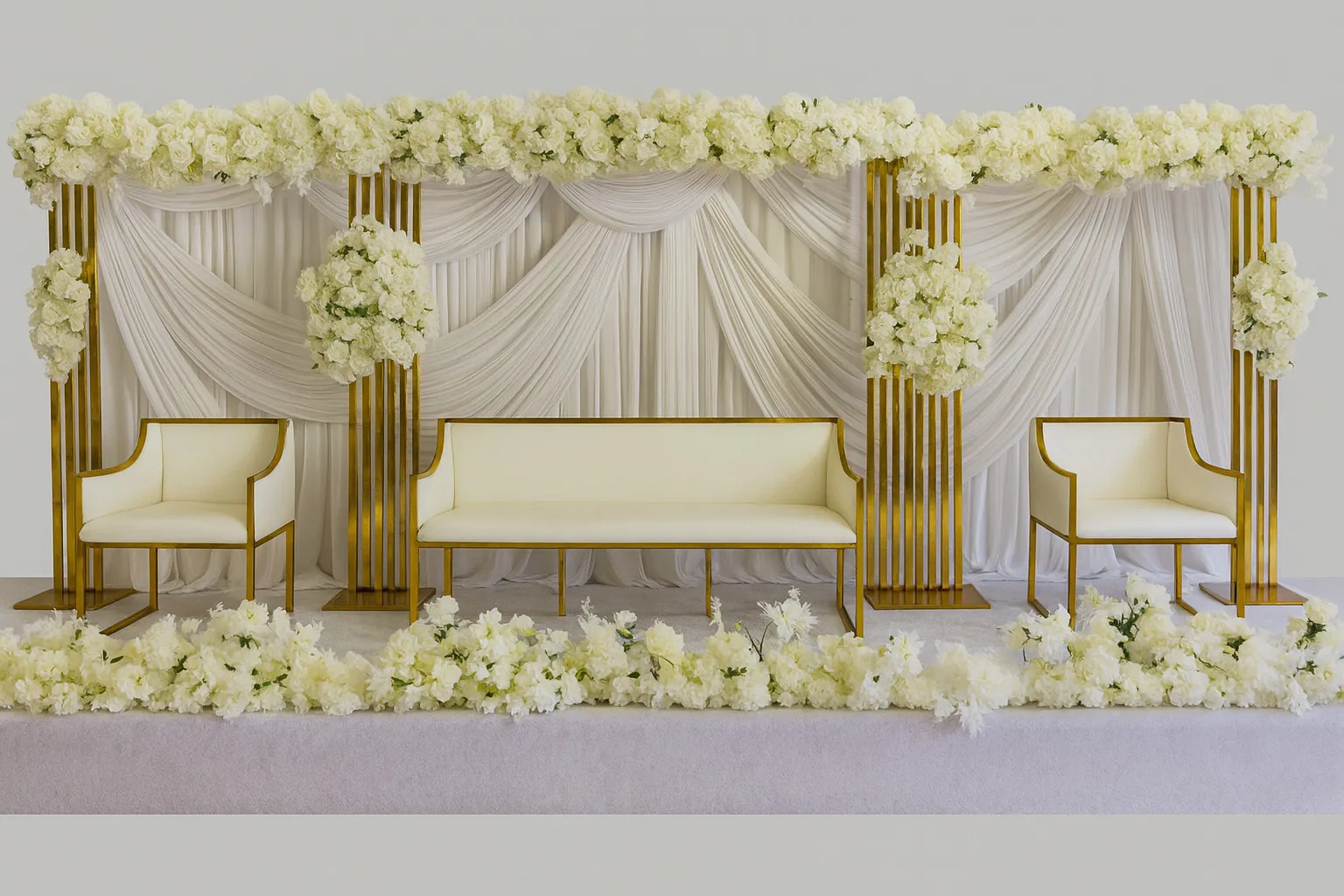 Luxury Gold Lounge Chair Set – 3 Piece