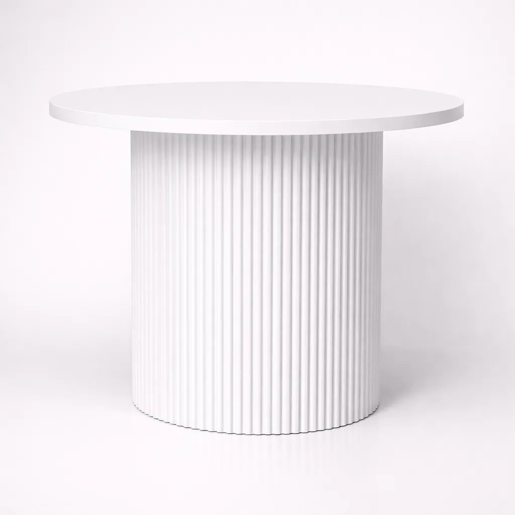 White Round Ripple Table 110 cm