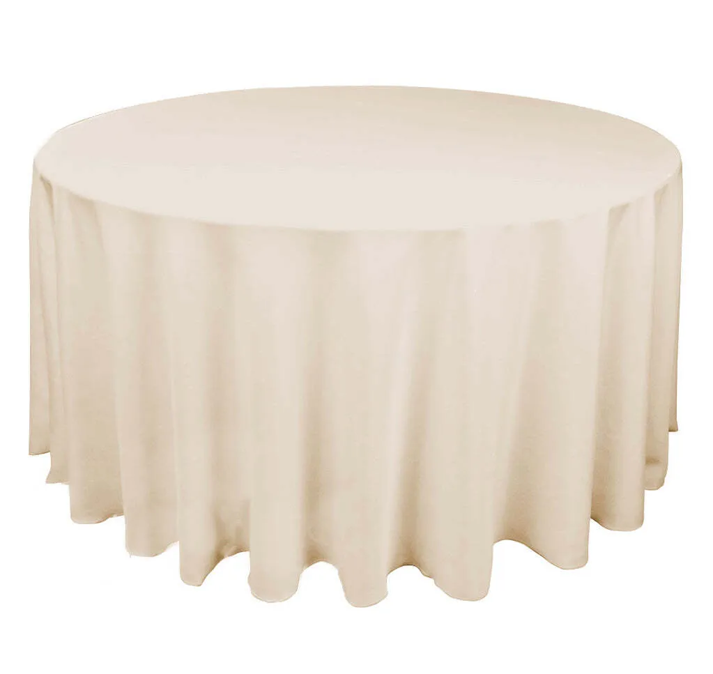 Beige linen look round tablecloth 300 cm