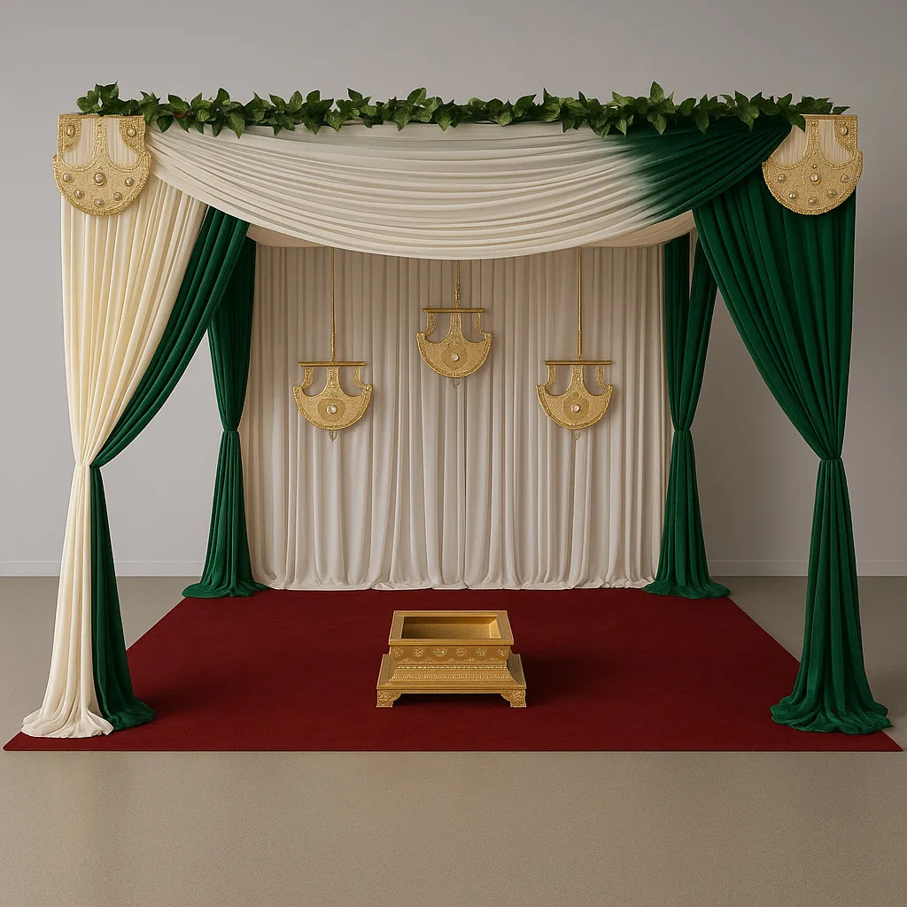 Green & Ivory Fabric Mandap