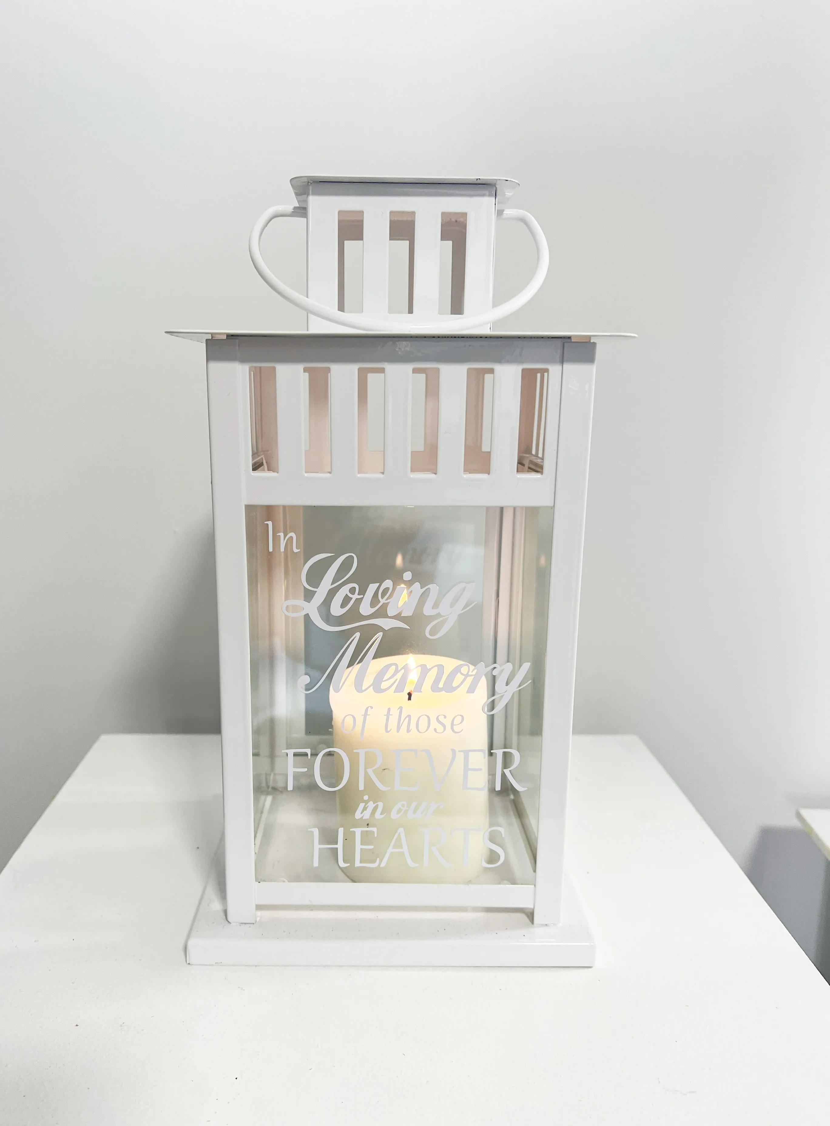 Lantern white 28 cm “In loving memory of those forever in our hearts”
