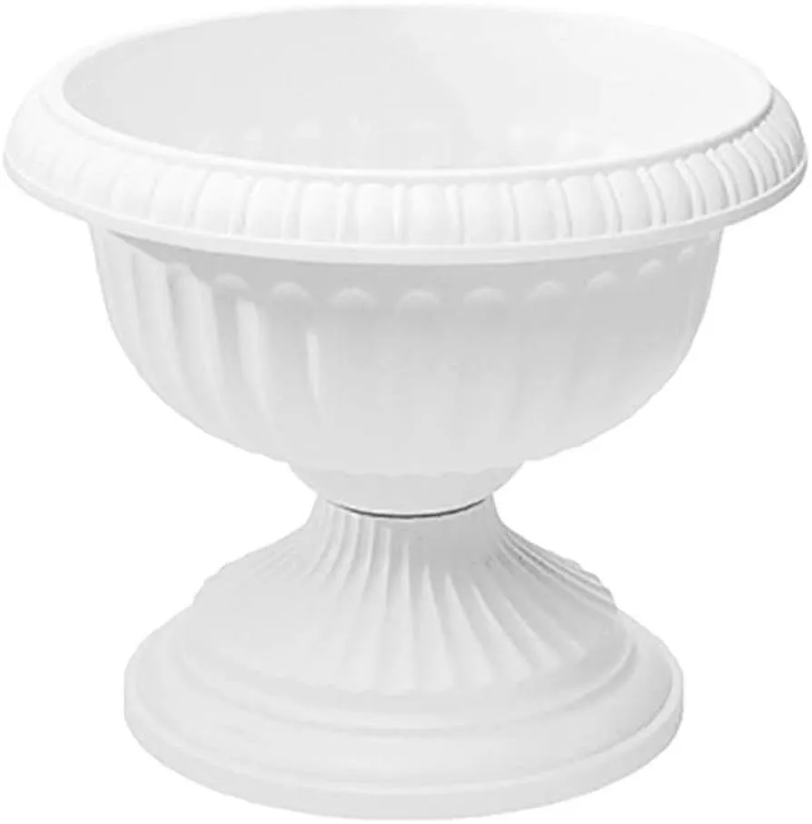 White fibroglass urn small wide 20 cm