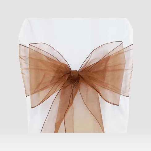 Brown copper organza chair sashes chair bow ties ribbon for wedding, engagement, birthday party, reception, ceremony  decoration  